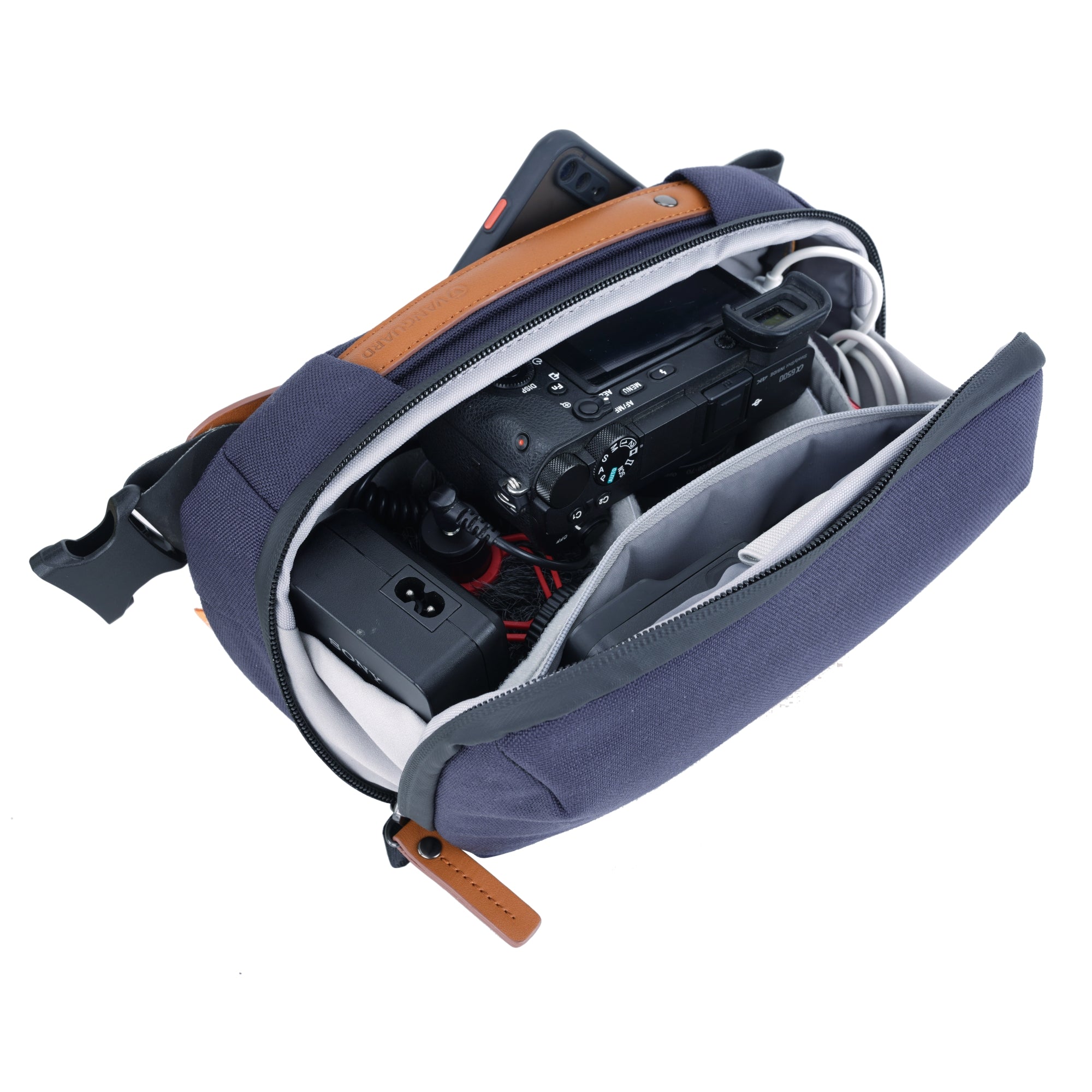 VEO City CB24 NV Crossbody Camera Bag for Women & Men - Waterproof & Anti-Theft Travel Shoulder Bag - Navy Blue - Perfect for Travel, Hiking, and Everyday Use