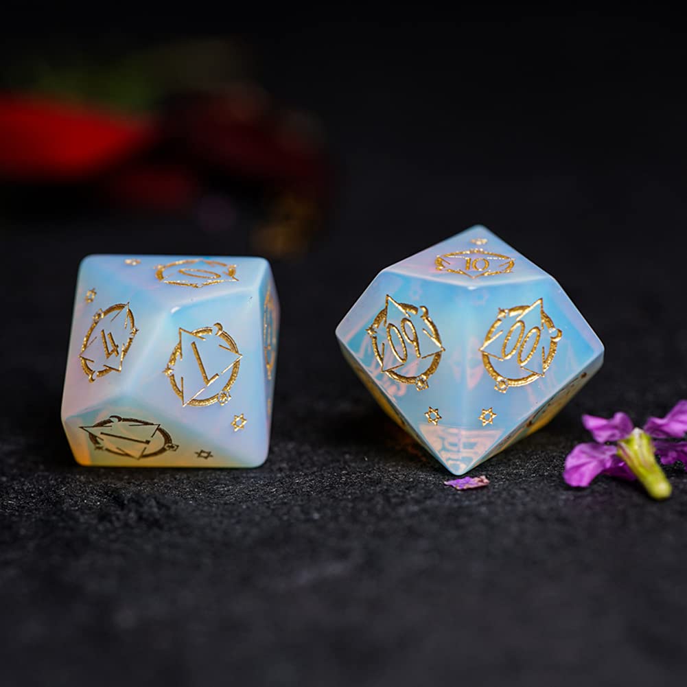 LANGWEI D&D Dice Set - 7-Piece Polyhedral Dice for Dungeons & Dragons, TRPG, RPG Tabletop Games | Magic Starry Sky Opal Design | Perfect for D&D Campaigns, Pathfinder, and Fantasy Role-Playing Adventures