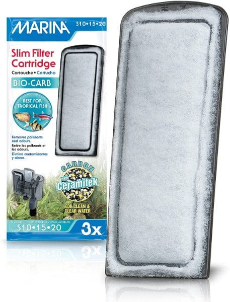 Marina Bio Carb Slim Filter Cartridge - Premium Activated Carbon Replacement for Aquarium & Fish Tank Filters | Improves Water Clarity & Removes Odors | Ideal for Freshwater & Marine Tanks