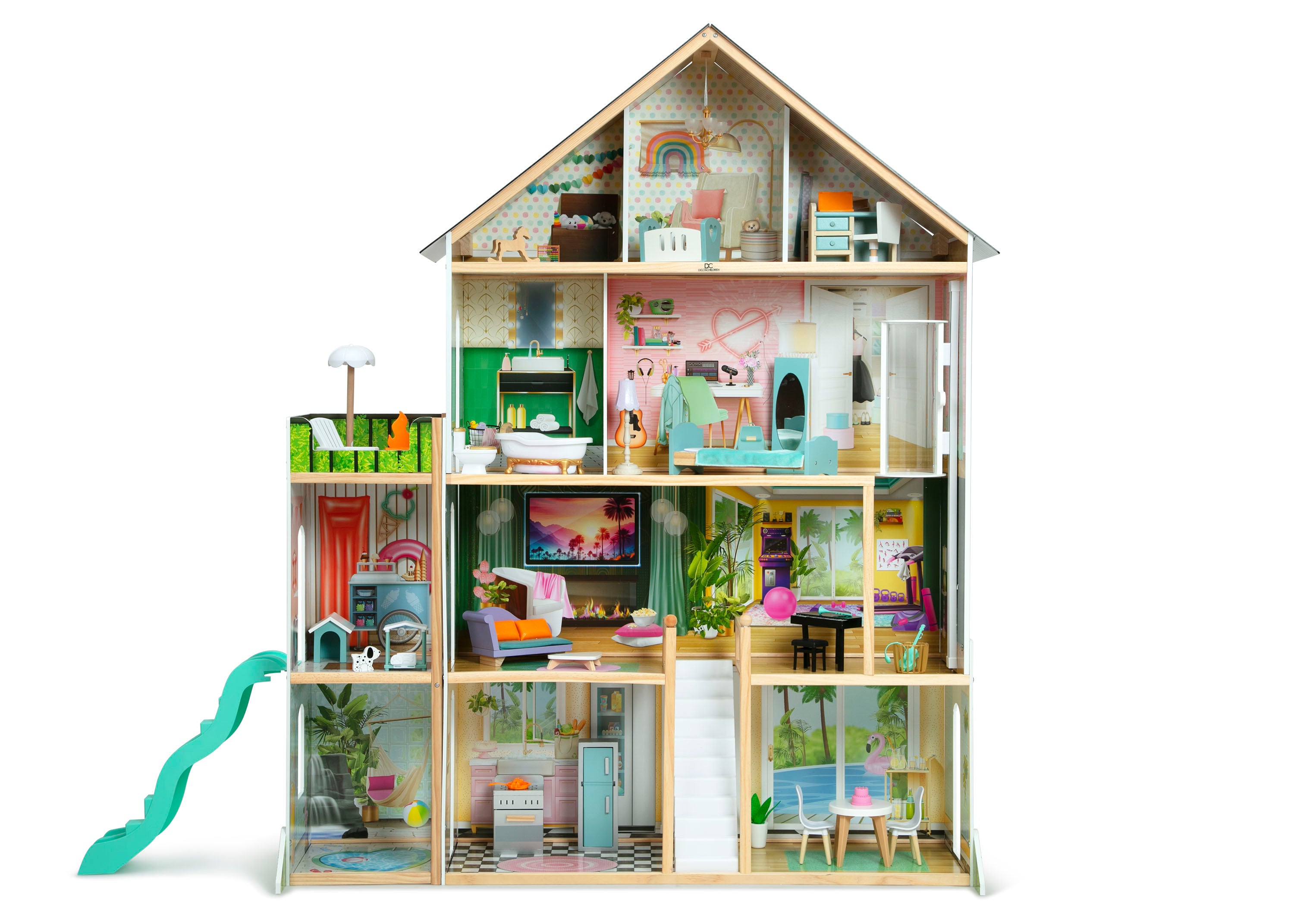 Deluxe Maui Dollhouse for Kids - Wooden Playhouse with Furniture & Accessories - Perfect for Pretend Play, Birthday Gifts & Home Decor