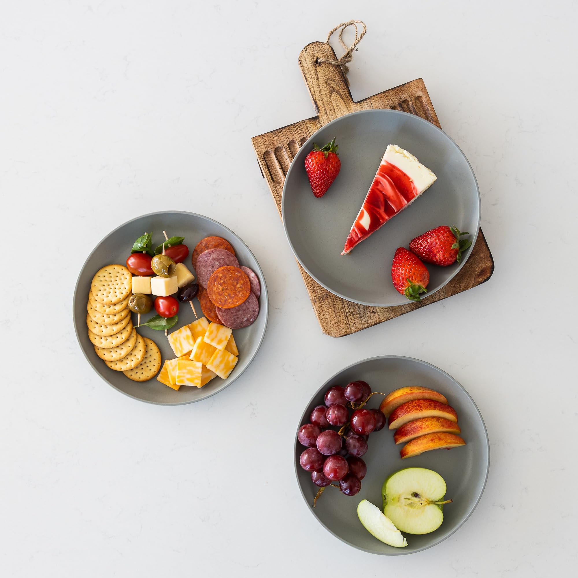 Premium 8-Inch Wheat Straw Dessert Plates - Set of 8 Unbreakable & Microwave Safe Reusable Plates - Eco-Friendly Hard Plastic Dinnerware for Kitchen, Camping, RV, Outdoor, Patio - Perfect for Parties, Picnics & Everyday Use