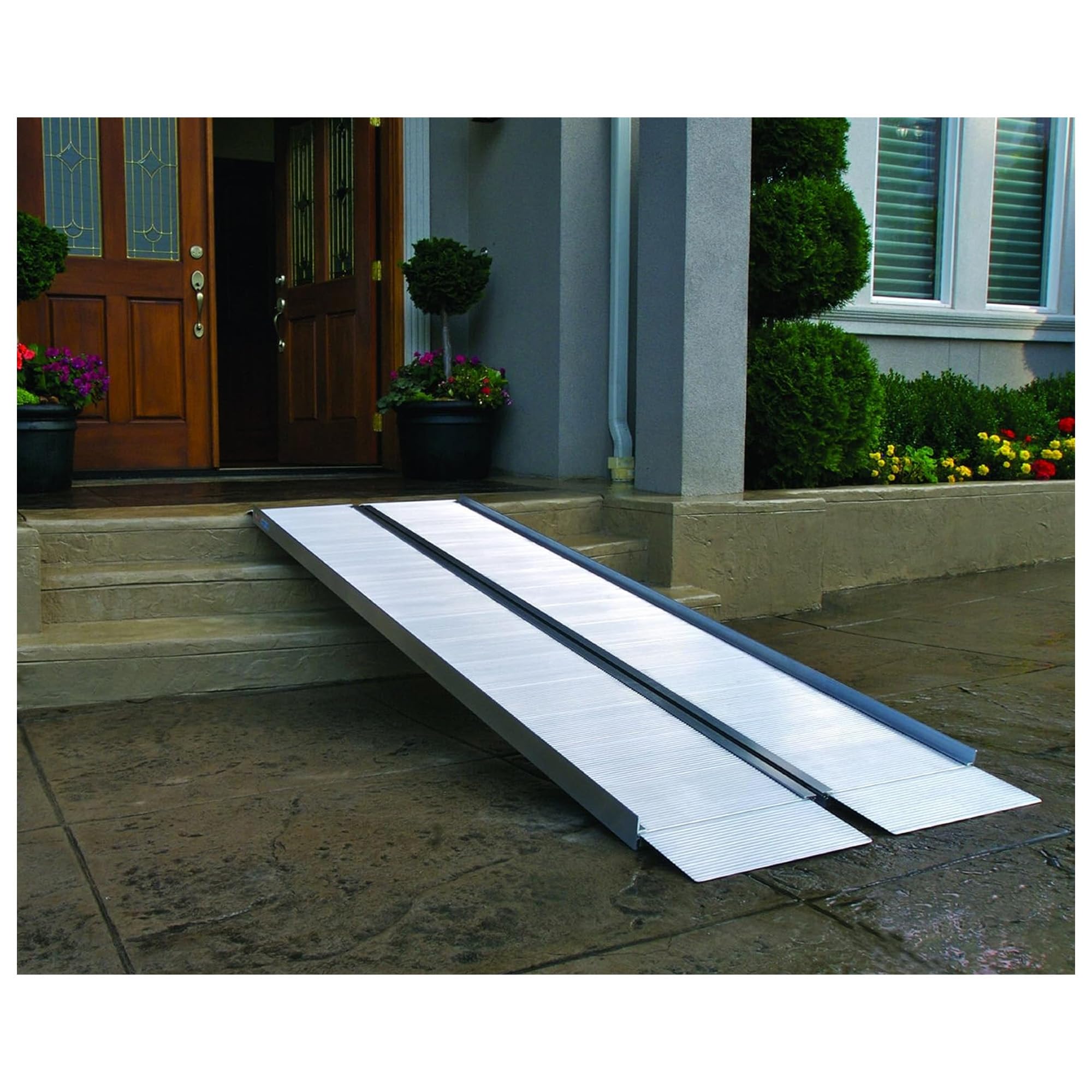 EZ-ACCESS 5ft x 30in Portable Singlefold Wheelchair Ramp with Ergonomic Handles, Anti-Slip Extruded Tread & Self-Adjusting Transition Plates - Lightweight Aluminum Mobility Ramp for Homes, Vehicles & Wheelchair Access (ADA Compliant)