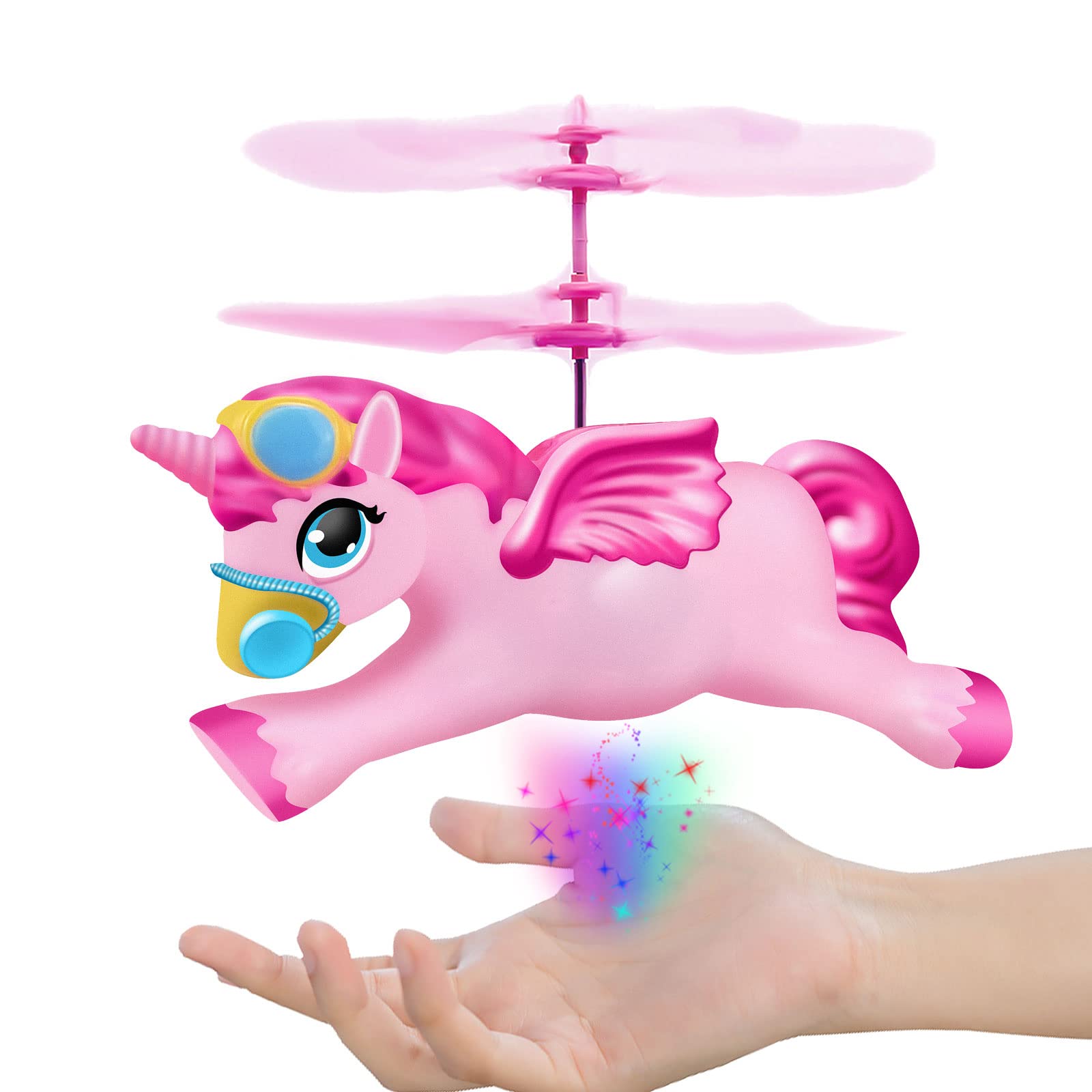Magical Pink Flying Unicorn Fairy RC Helicopter Toy - Hand Controlled Hover Drone for Girls Ages 5-10 | Best Birthday Gift for Kids, Outdoor Play & Fantasy Adventure Pretend Play