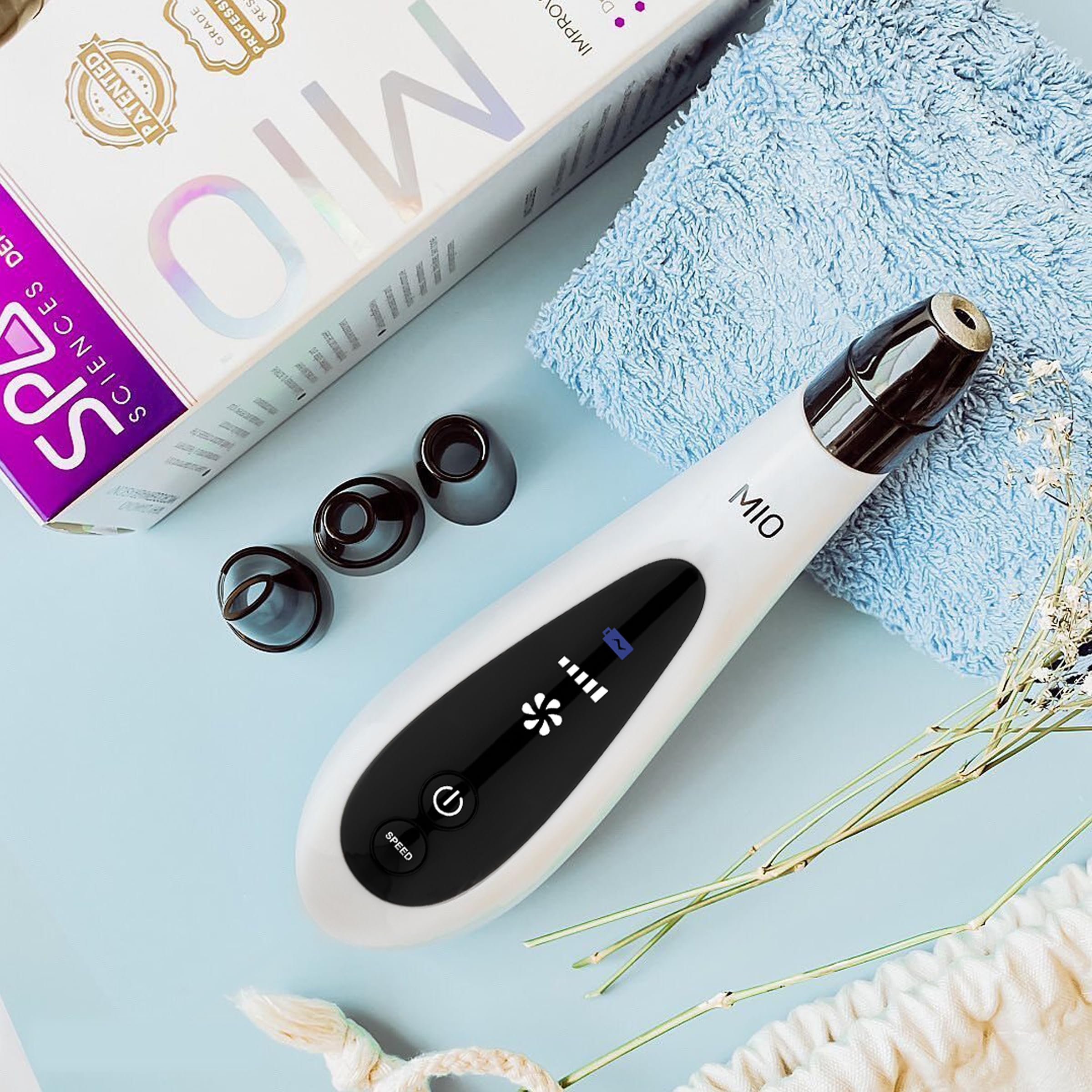 Spa Sciences MIO Diamond Tip Microdermabrasion Device - Professional Blackhead Remover & Pore Cleanser for Acne Scar Reduction, Wrinkle Treatment & Skin Exfoliation | At-Home Facial Care for Clearer, Smoother Skin | Perfect for Daily Skincare Routine & Spa Treatments