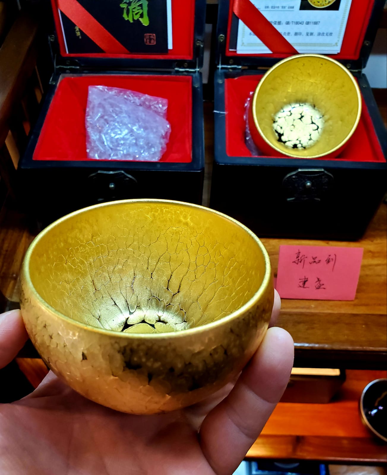 Premium Tenmoku Tea Bowl from Fujian China - Authentic Jianzhan Jian Ware with 24K Gold Glaze - Handcrafted Ceramic Tea Cup for Matcha, Oolong & Chinese Tea Ceremony - Perfect Gift for Tea Lovers