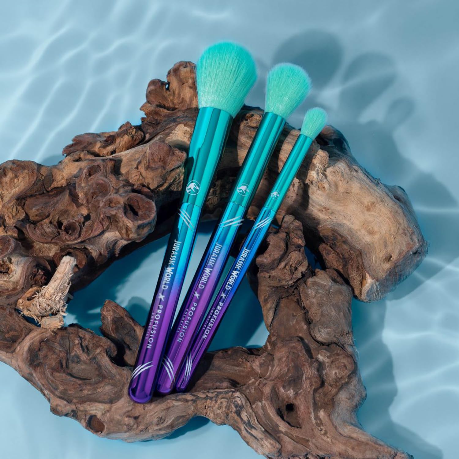 Profusion Cosmetics Jurassic Makeup Collection - 3 Piece Face & Eye Brush Set for Flawless Makeup Application | Perfect for Daily Use, Travel & Professional Makeup Artists