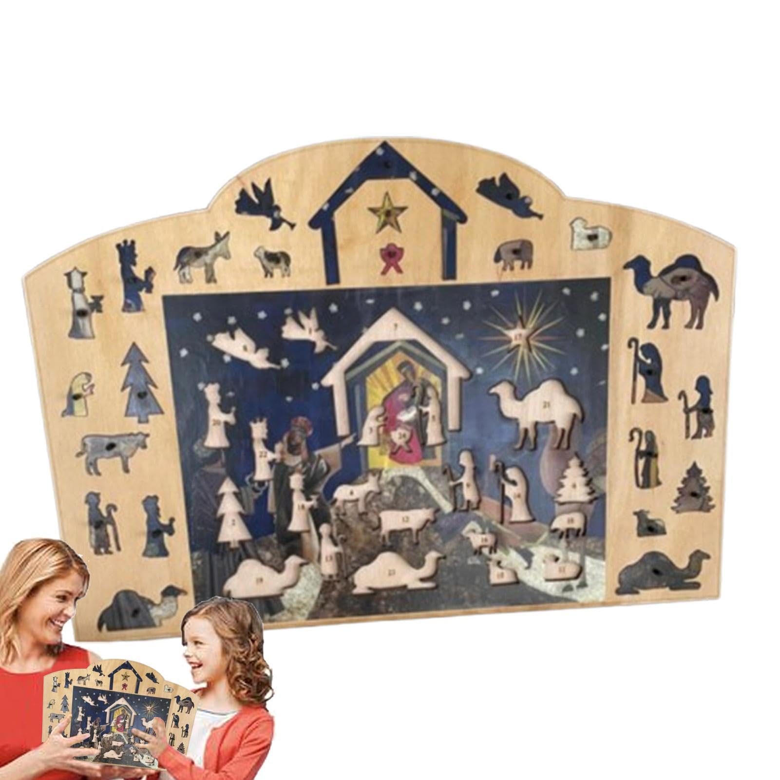 Family Fun Advent Calendar Puzzle - Wooden Christmas Countdown Puzzle for Home Decor | 2024 Nativity Advent Calendar | Perfect for Holiday Decorations, Family Game Nights & Christmas Countdown Activities