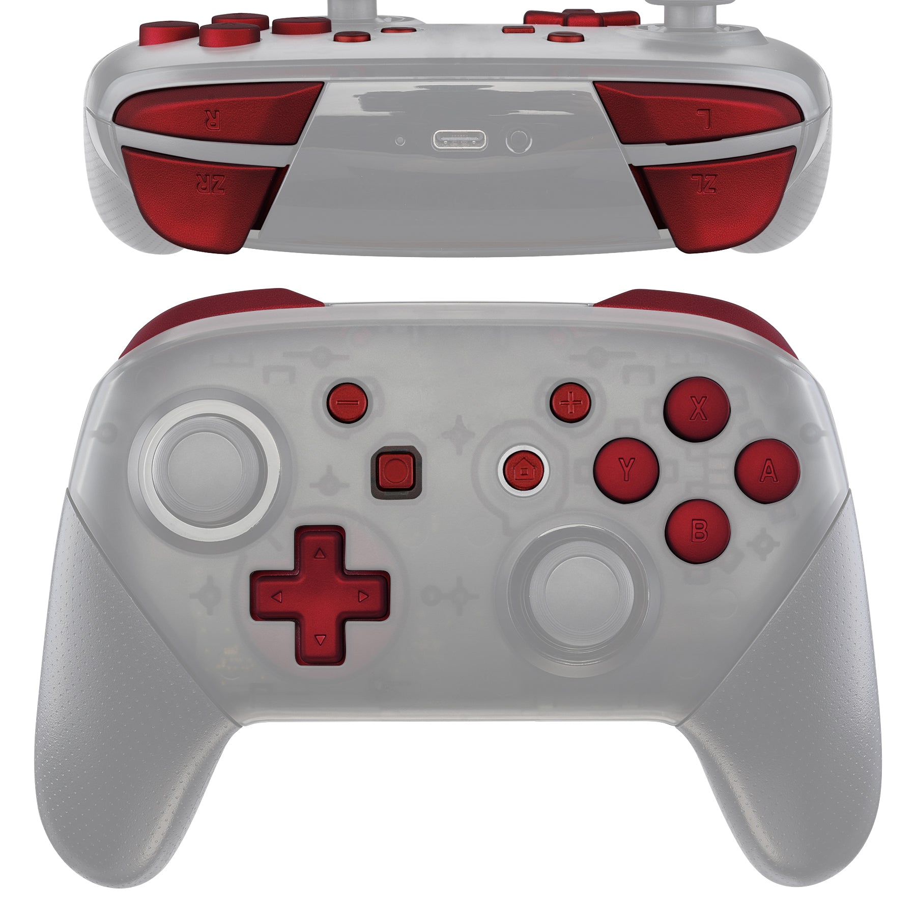 eXtremeRate DIY Replacement Full Set Buttons for Nintendo Switch Pro Controller - Scarlet Red (KRP302) | Custom Gaming Upgrade for Enhanced Performance & Comfort