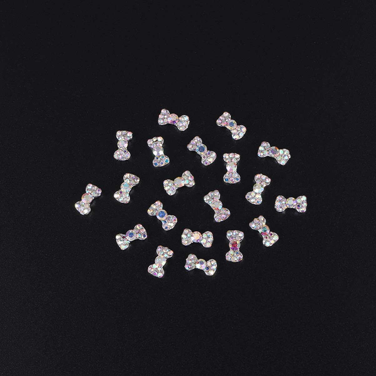 20pcs Rhinestone Nail Art Stickers - Bow Nail Decals, Nail Sequins & Diamond Gems for DIY Nail Art - Perfect for Manicures, Nail Salon, and Home Nail Decoration
