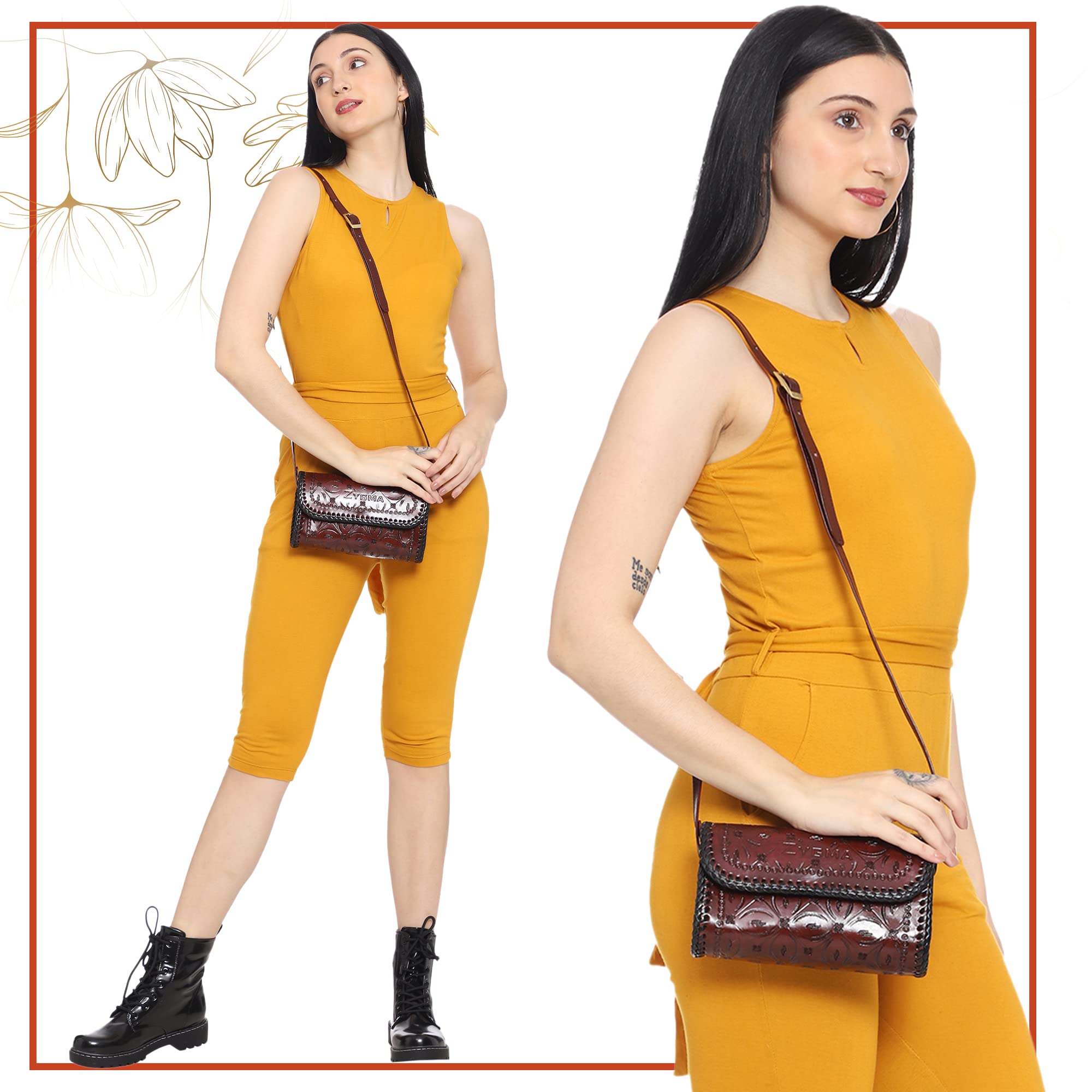 Zygma Genuine Leather Crossbody Bag for Women - Handmade Stylish Sling Purse with Adjustable Strap, Perfect Gift for Mom, Sister & Friend | Everyday Use, Work, Travel & Date Night