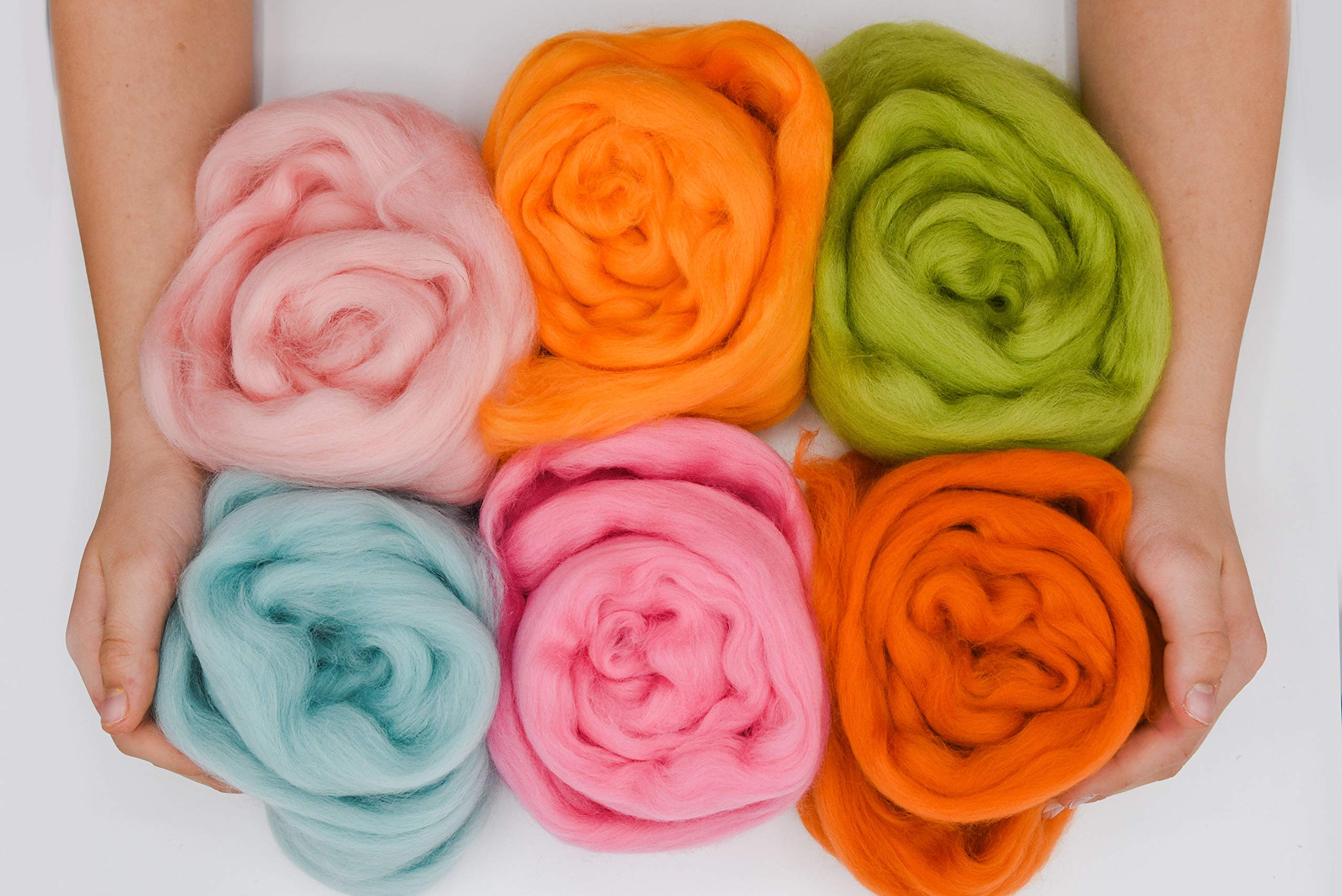 Premium 6-Pack Easter Egg Palette Extra Fine Merino Wool Roving (6 Yards Each) for Needle Felting, Spinning Yarn, Fiber Arts & DIY Crafts – Includes Convenient Storage – Perfect for Easter Decorations, Handmade Gifts & Creative Projects