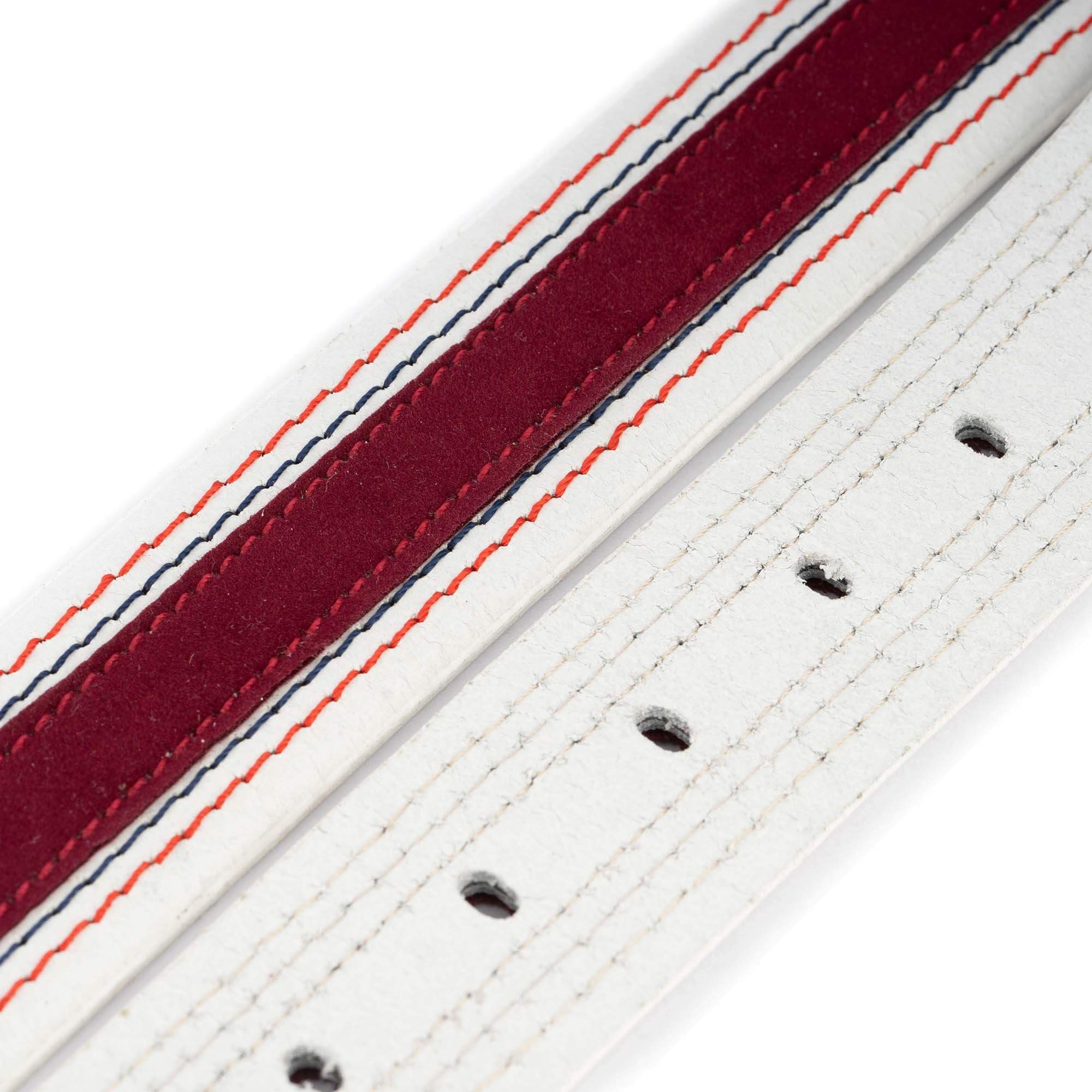 Montblanc Buckle Replacement Strap - Genuine White Leather & Bordo Suede Belt for Men | Formal & Business Attire Accessory