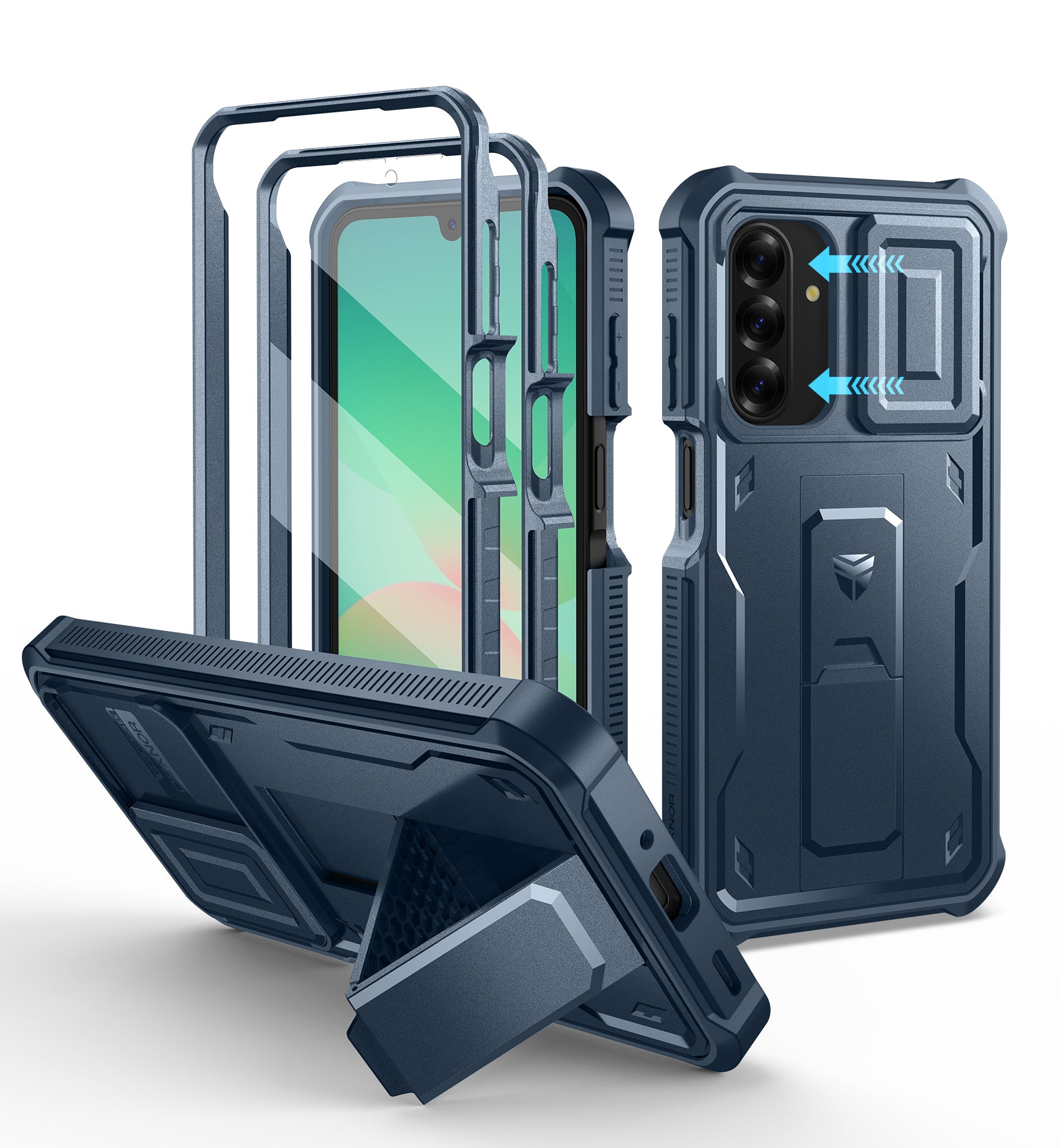 Durable Samsung Galaxy A26 5G Full Body Case with Built-in Screen Protector & Kickstand - Shockproof Protective Cover for Work, Travel & Outdoor Activities