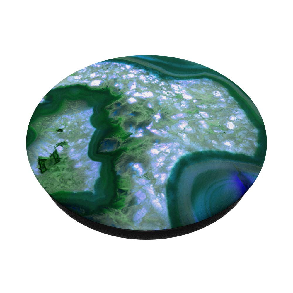 Elegant Blue Green Agate Geode PopSocket Grip: Swappable Phone & Tablet Holder for Secure Grip and Stylish Decor