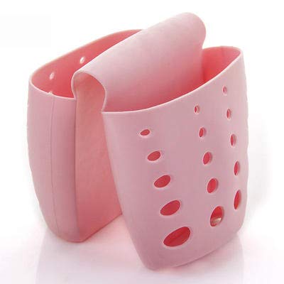AOOF Kitchen Portable Hanging Drain Bag Basket - Pink Bathroom Storage Organizer for Sponges, Brushes & Soap - Space Saving Sink Holder Rack for Small Spaces - Perfect for Kitchen, Bathroom, RV & Camping Use