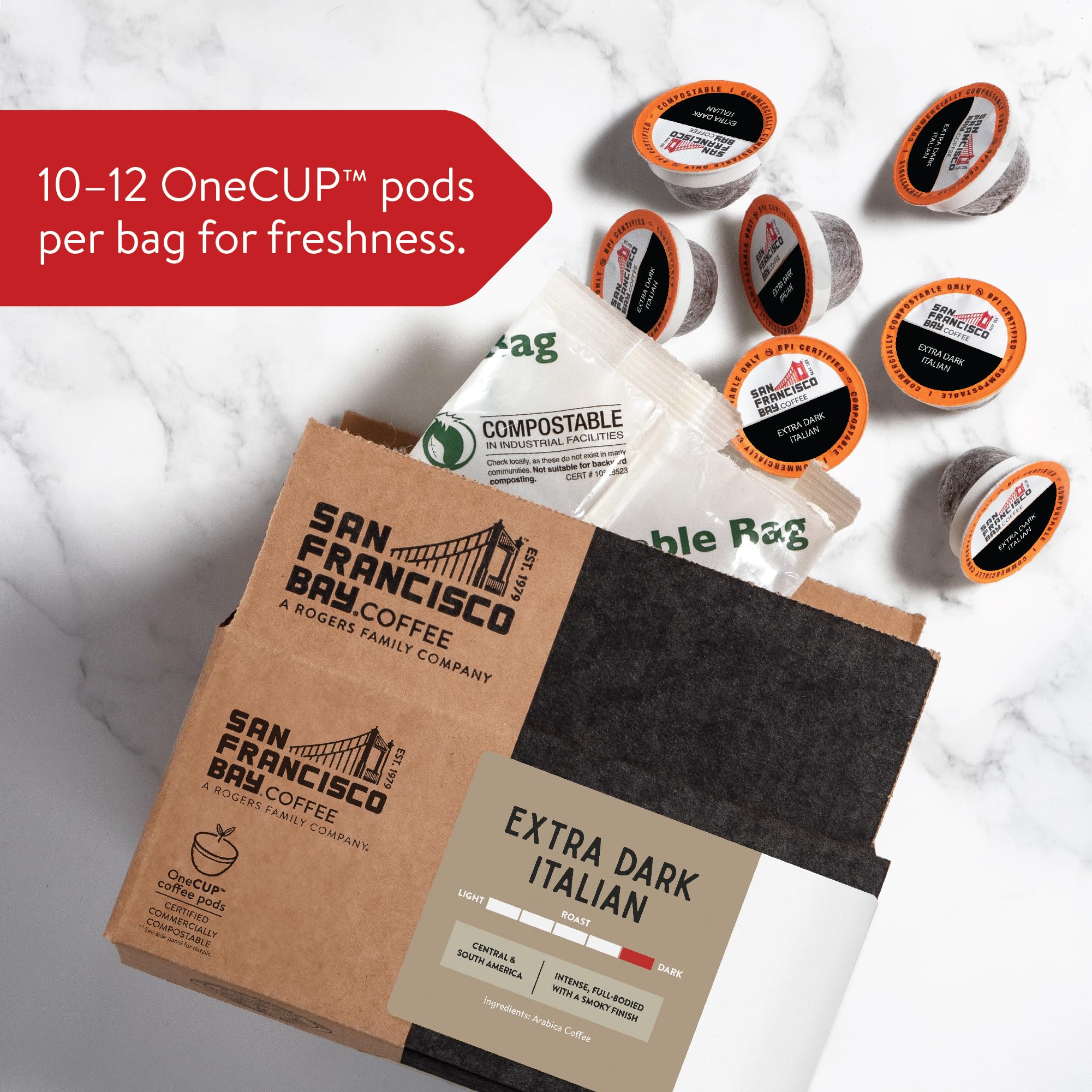 San Francisco Bay Compostable Coffee Pods - Extra Dark Italian Roast (80 Count) K Cup Compatible with Keurig 2.0 | Eco-Friendly Single Serve Coffee for Home & Office Use