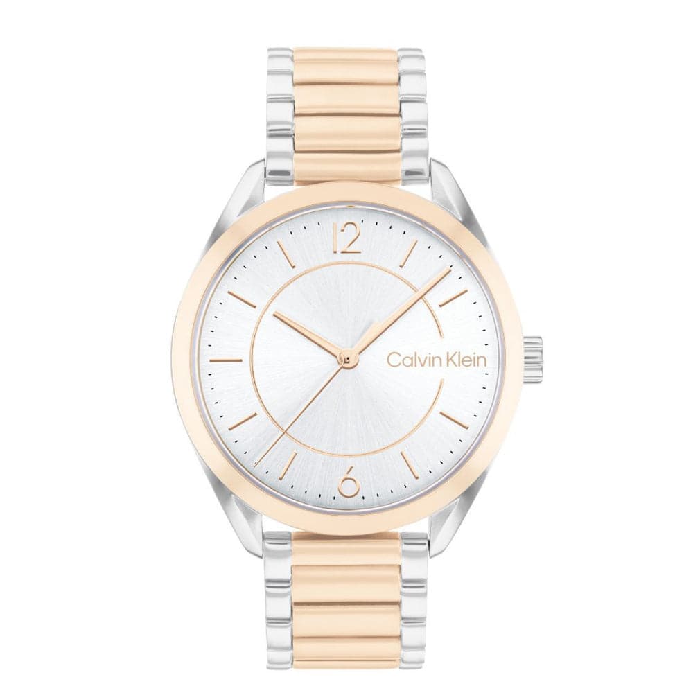 Calvin Klein Women's Watch 25200317 - White Dial, Two-Tone Stainless Steel Strap | Elegant Fashion Accessory for Work, Parties & Everyday Wear