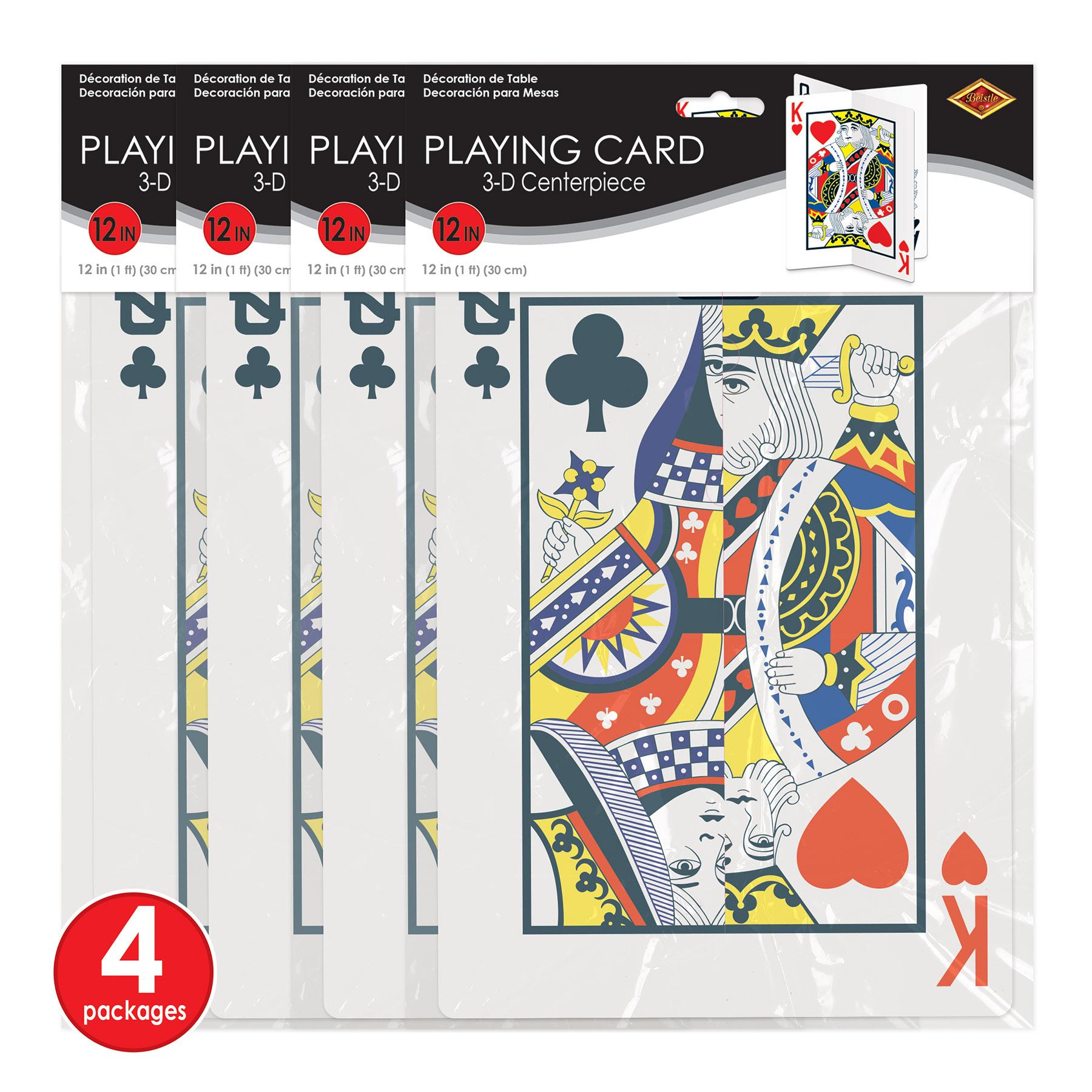 12 Pack Beistle 3D Playing Card Party Centerpieces - Fun Casino Theme Decor for Birthday, Halloween & Game Night Parties