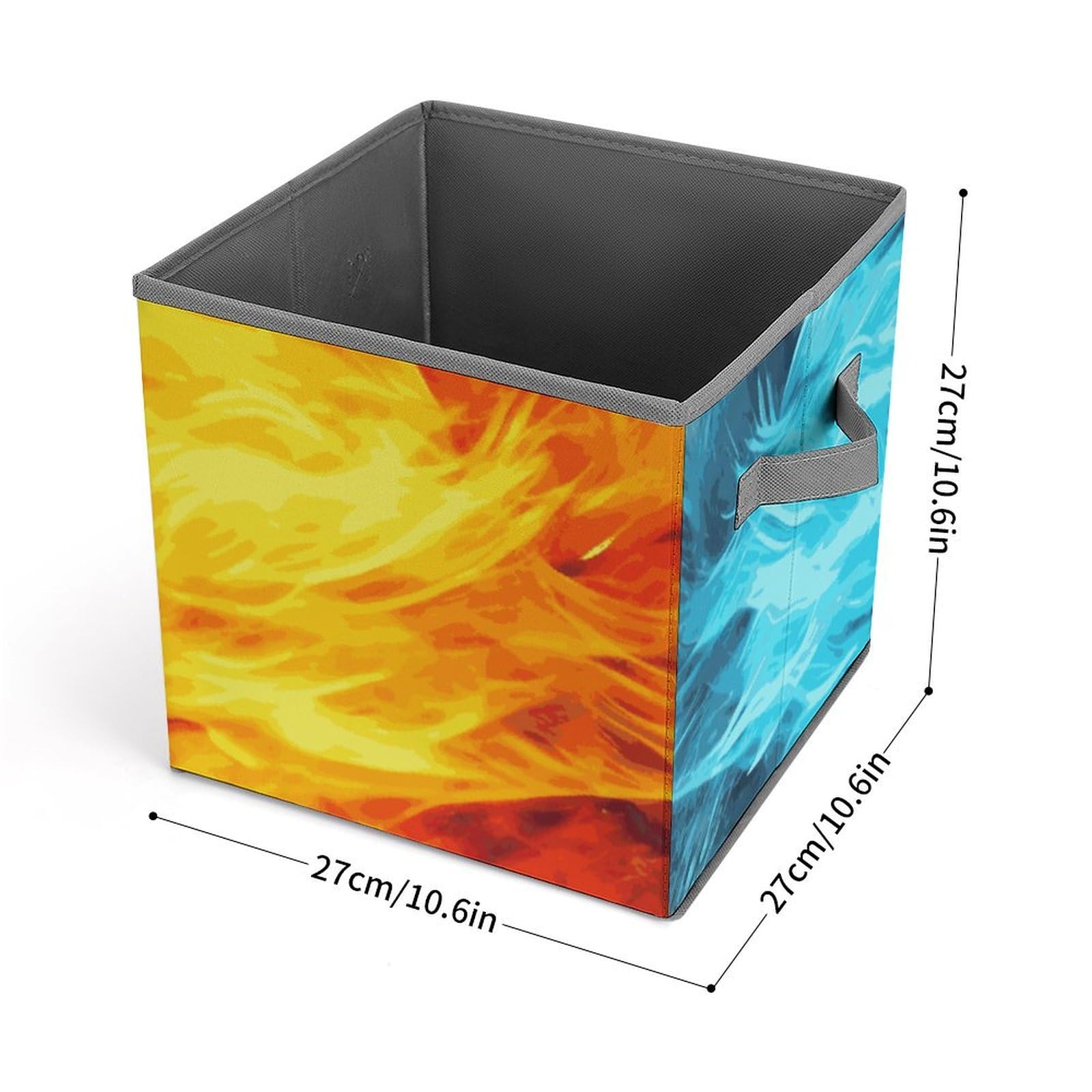 Collapsible Storage Bins with Handles - Fire Vs Ice Art Printed Organizing Baskets for Home, Office & Closet Organization - Space Saving Storage Containers for Toys, Clothes & Household Items