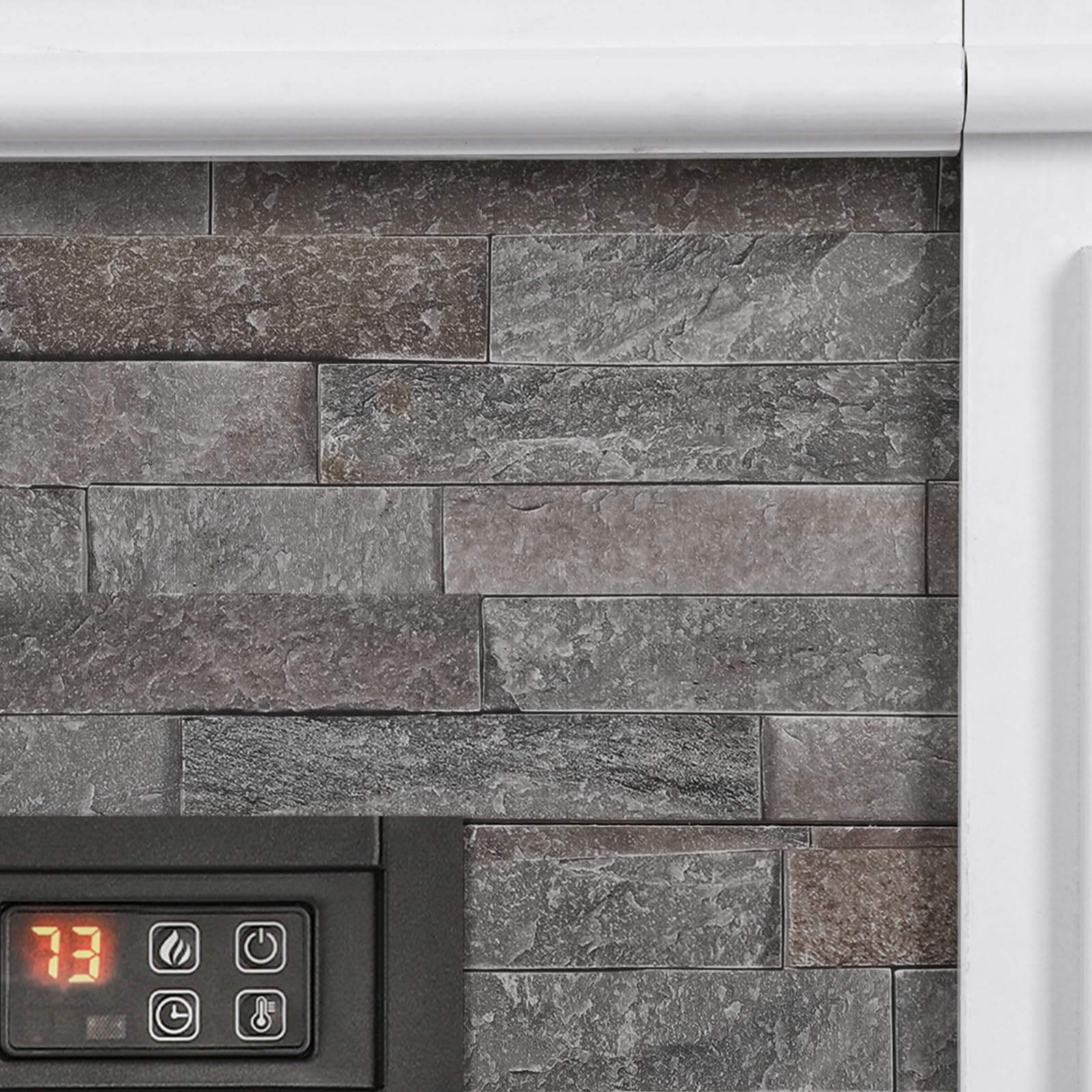 44 Inch Electric Fireplace with Mantel - Freestanding Tall Fireplace Heater with Realistic Stacked Stone Surround, Remote Control & Timer, LED Flame Technology - Perfect for Living Room, Bedroom, Office & Home Decor