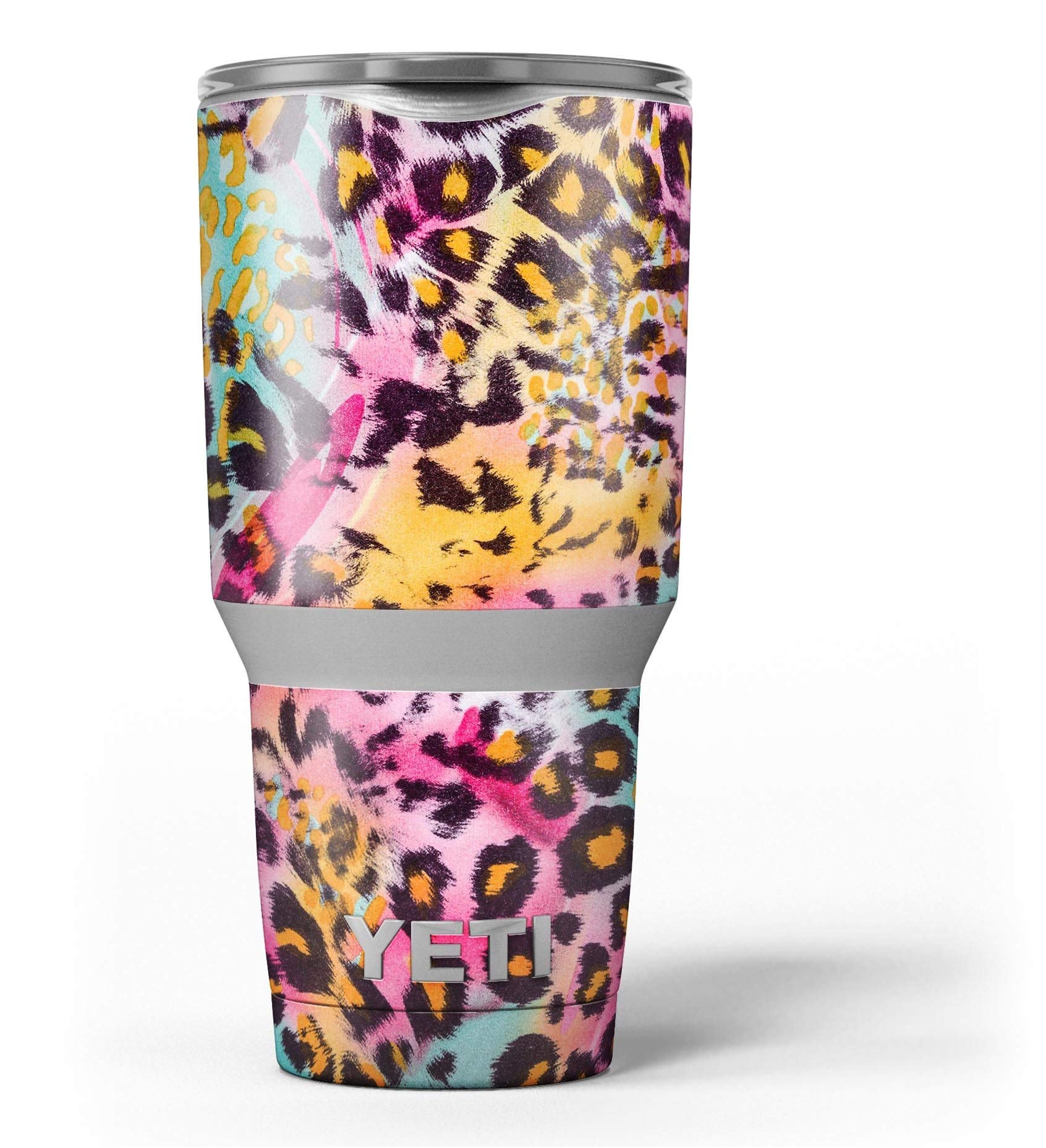 Rainbow Leopard Sherbet Vinyl Wrap Kit - Compatible with Yeti Rambler Tumbler & Cooler Cups | Custom Skin Decal for Personalized Drinkware | Perfect for Outdoor Adventures, Gym, Office & Travel