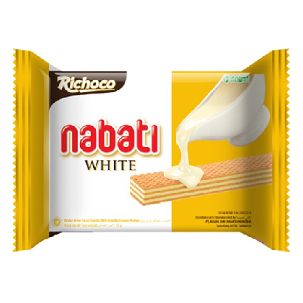Richoco Nabati White Milk Wafer 50g (30 Packs) - Delicious Indonesian Snacks for Office, School & Travel - Bulk Pack for Sharing & Gifting