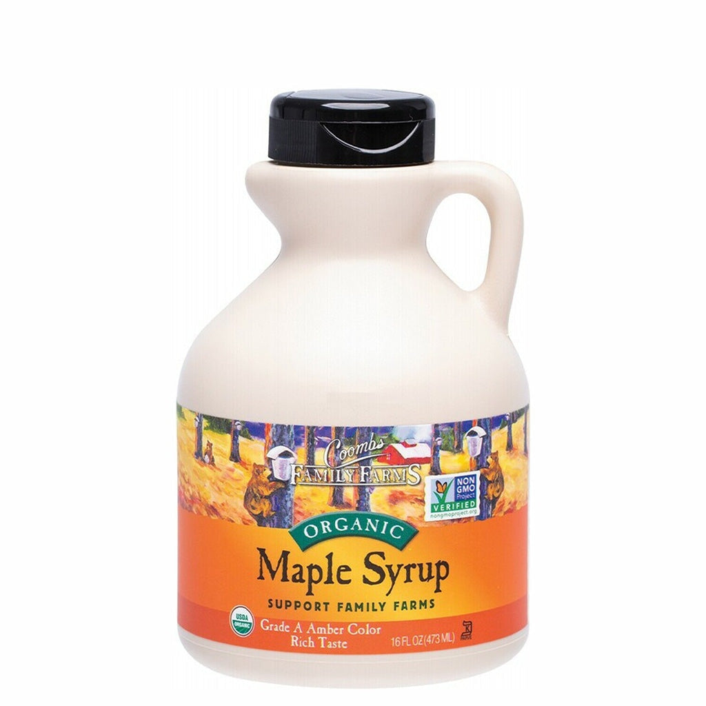 Pure Organic Maple Syrup by Coombs Family Farms - Grade A, All-Natural Sweetener for Pancakes, Waffles, Coffee & Baking - 32oz Glass Bottle