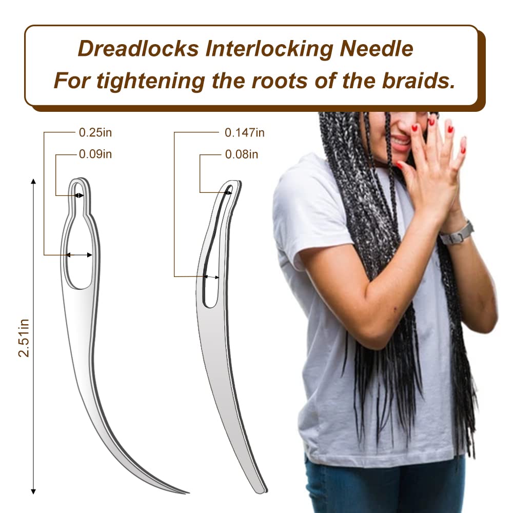 5-Piece Dreadlock Tool Kit - Easy Loc Interlocking Needle & Sisterlock Crochet Hook for Hair Tightening - Perfect for DIY Dreadlock Maintenance, Styling & Tightening at Home or Salon