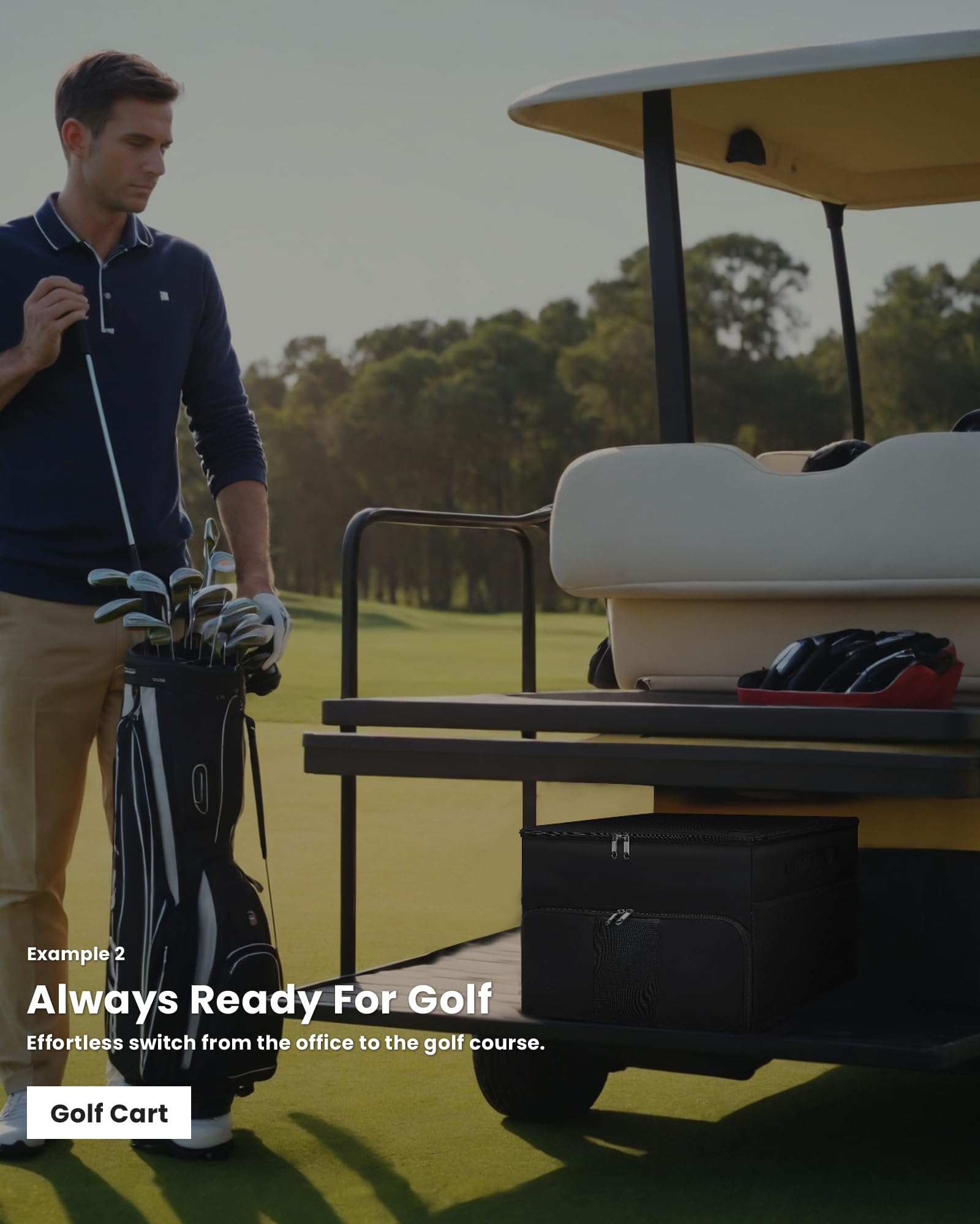 Premium Golf Trunk Organizer - Large Collapsible Storage Box with 4 Dividers for Golf Shoes, Clothes, Gloves & Hats | Water-Resistant Golf Shoe Bag Holds 2 Pairs | Perfect Golf Accessories for Men & Women | Ideal for Car Storage, Travel & Golf Course Organization