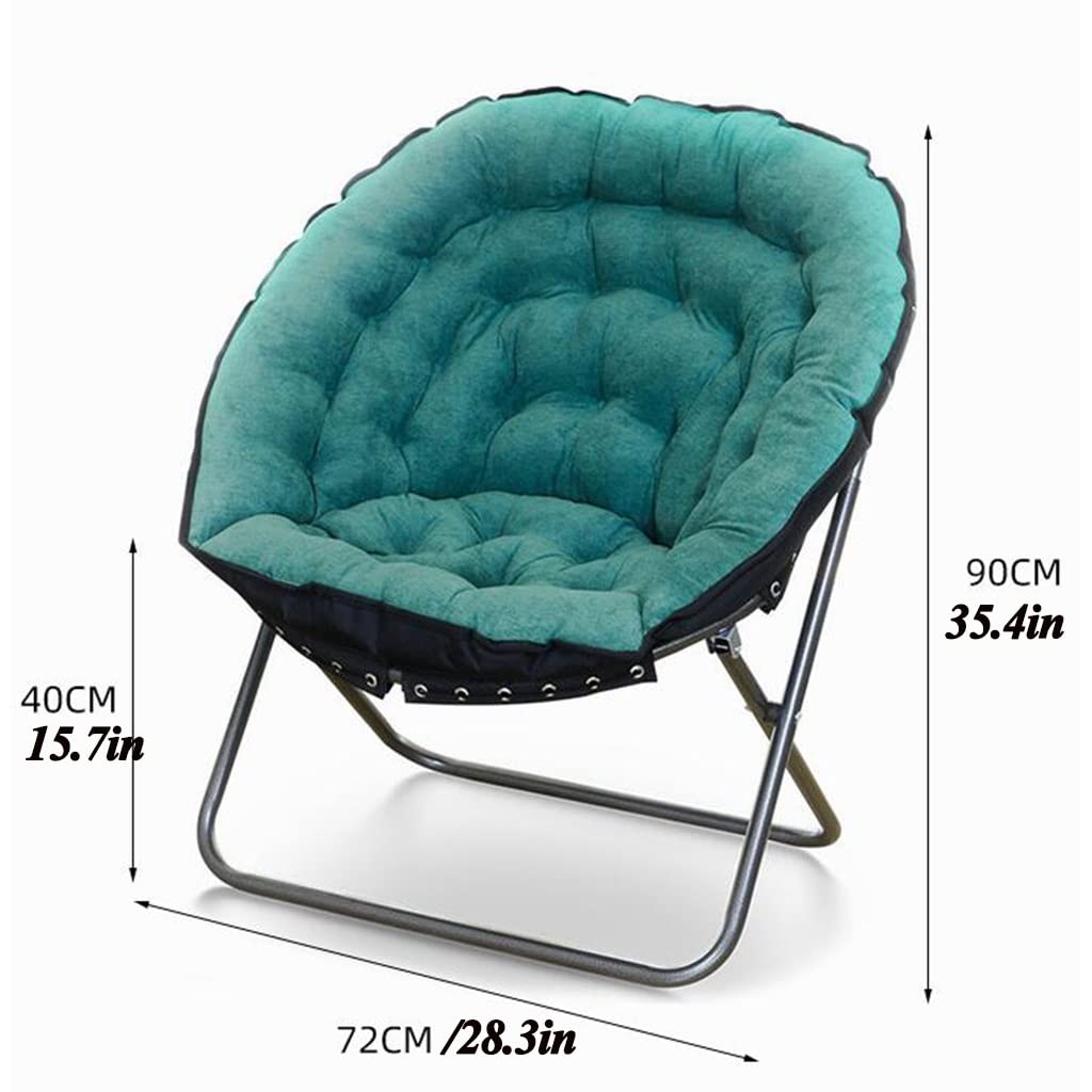 **Foldable Saucer Chair with Soft Cushion & Steel Frame - Portable Moon Lounge Chair for Adults & Kids - Modern Accent Chair for Bedroom, Living Room, or Dorm - Perfect Gift (Green)**    *(Ideal for Relaxing, Reading, or Lounging in Style!)*