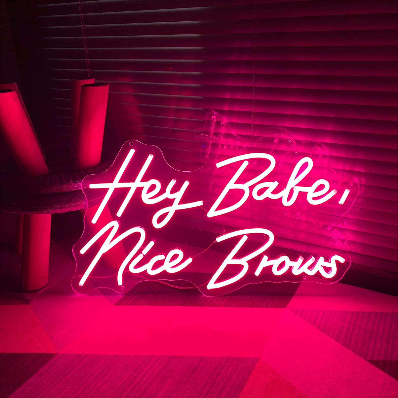 Custom Hey Babe Neon Sign - Personalized LED Wall Decor for Bedroom, Home, Bar & Office | 19.68 x 8.1 Inch Romantic Lighting for Women's Gifts, Wedding & Party Decorations | Perfect for Instagrammable Room Aesthetics & Cafe Ambiance
