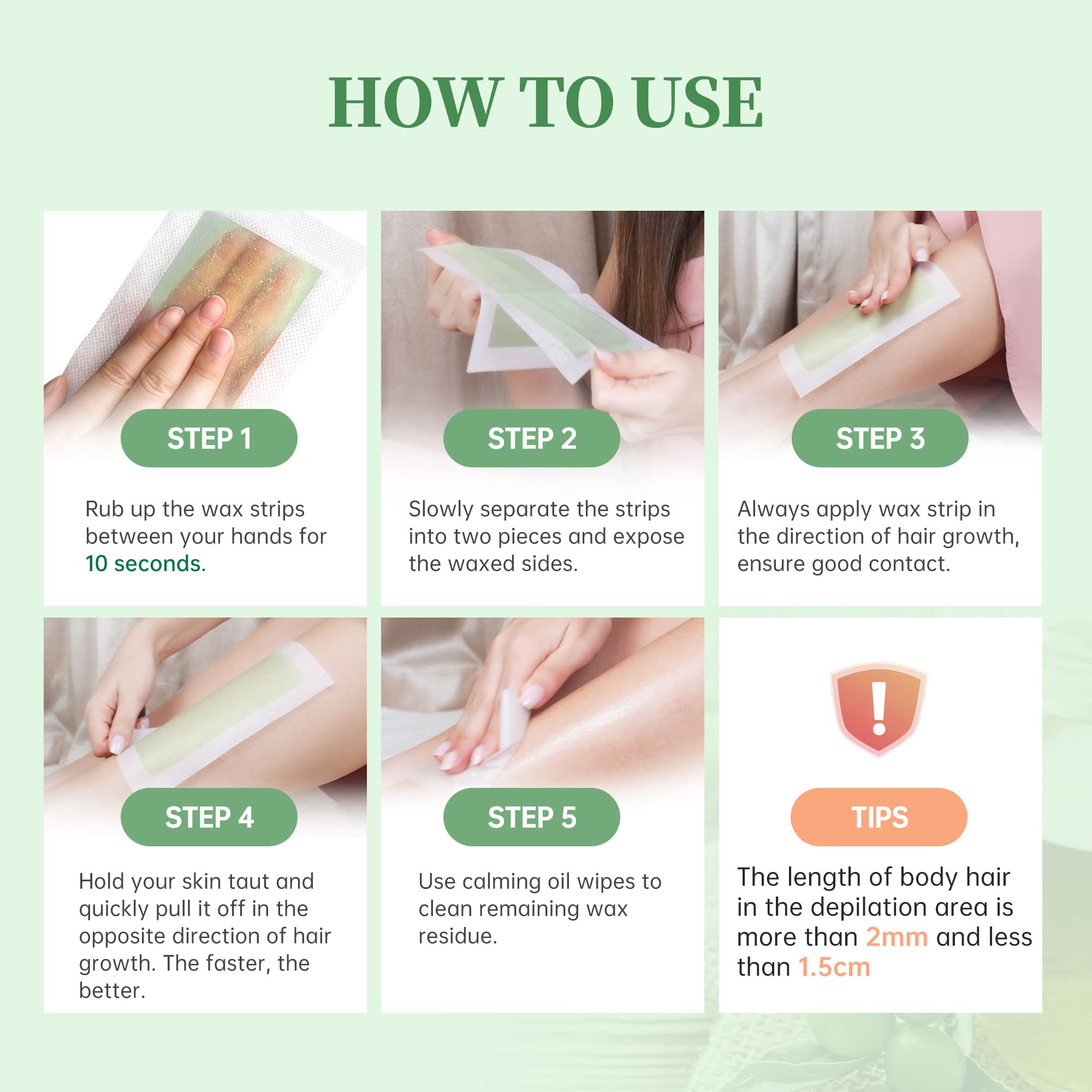 Beauty7 Wax Strips for Hair Removal - 36 Easy Gel Waxing Strips for Legs, Arms, Underarms & Bikini Area - Fast & Painless Hair Removal for Smooth Skin - Perfect for Home Use & Travel
