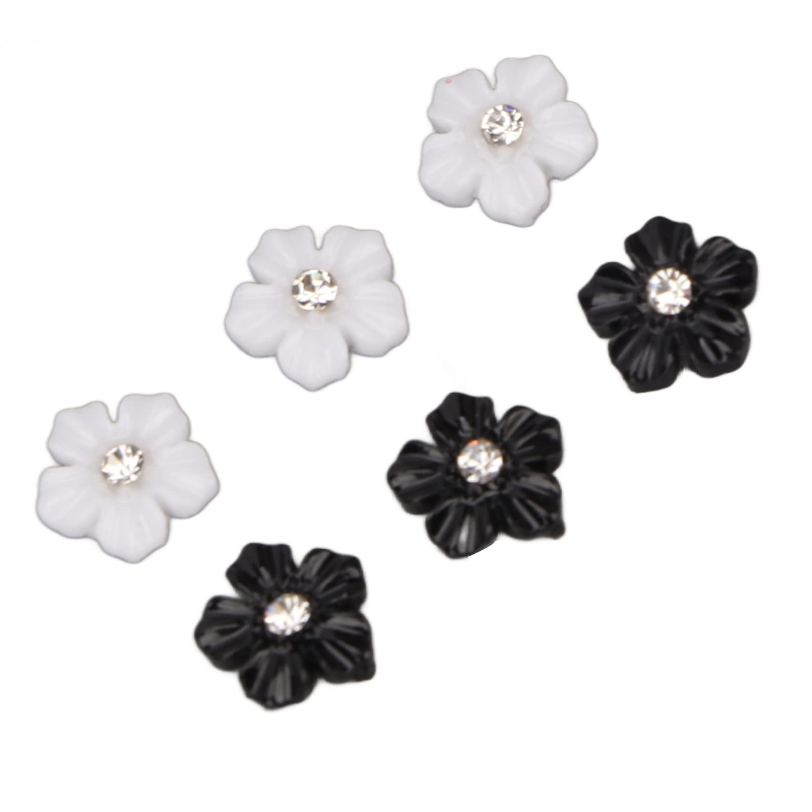 3D Flower Nail Art Decorations - Resin Black & White 5-Petal Nail Stickers for DIY Manicure, Salon Use, Wedding & Party Nail Designs - Perfect for Home, Professional Performances and Special Occasions