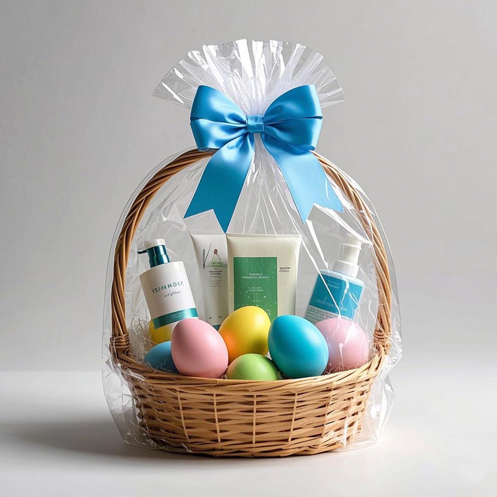 Morepack 16x24 Inches Clear PVC Easter Shrink Wrap Bags - Heat Shrinkable Cellophane Gift Basket Packaging (10 Pack) for Holiday Gifts, Party Favors & DIY Wrapping