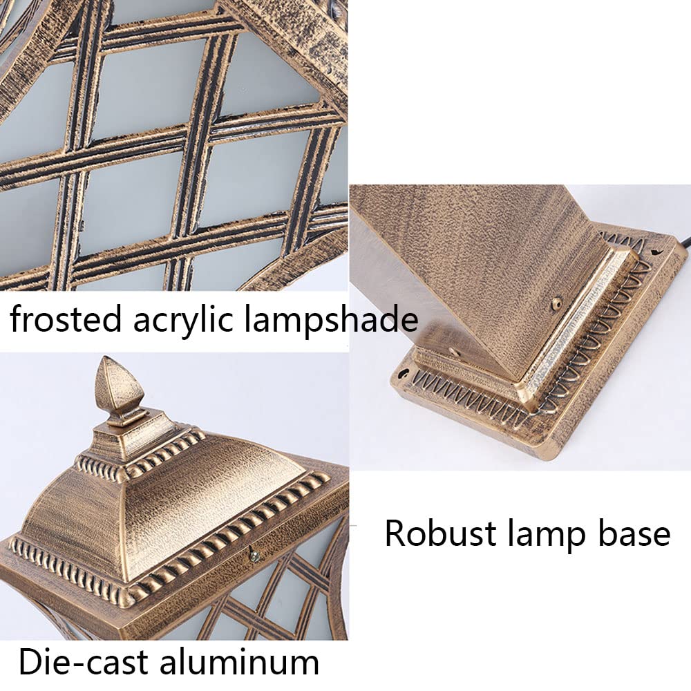 Waterproof IP55 Outdoor E26 Base Post Lights - Aluminum Pillar Lights with Glass Lampshade for Lawn, Garden, Garage, Pavilion & Courtyard Lighting | Durable Column Lights for Pathway, Driveway and Landscape Decoration