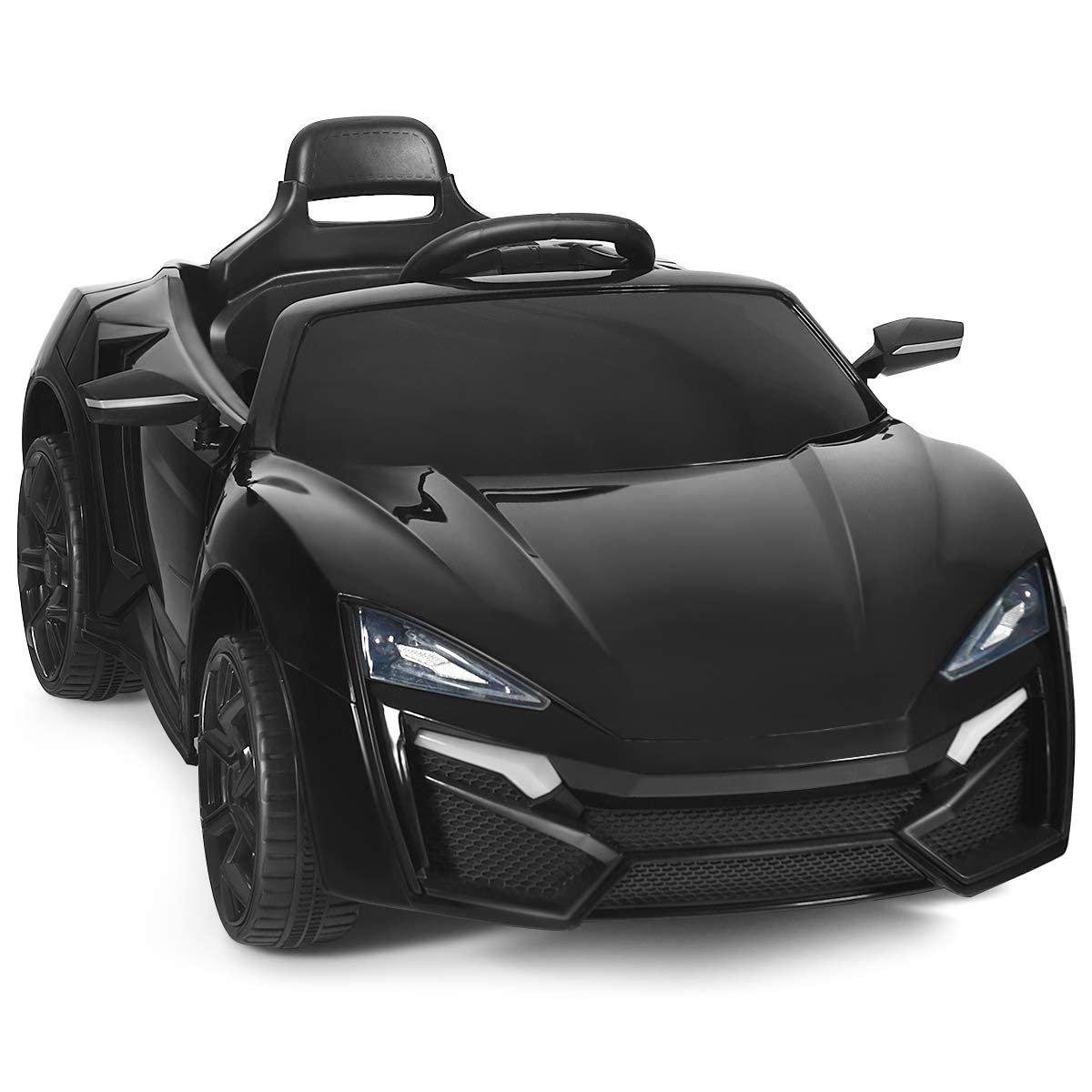 OLAKIDS 12V Battery Powered Kids Ride on Car with Parental Remote Control - Electric Toy Vehicle for Toddlers with Spring Suspension, 4 Wheels, Music, Horn, LED Lights, 3 Speed Settings, USB & TF Port (Black) - Perfect for Indoor & Outdoor Play, Birthday Gifts, and Family Fun Activities