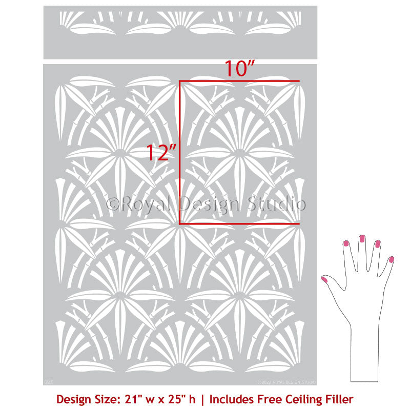 Premium Bamboo Wall Stencil for DIY Home Decor - Reusable Cabana Pattern Template for Walls, Furniture & Crafts - Perfect for Beach House, Boho & Tropical Room Designs
