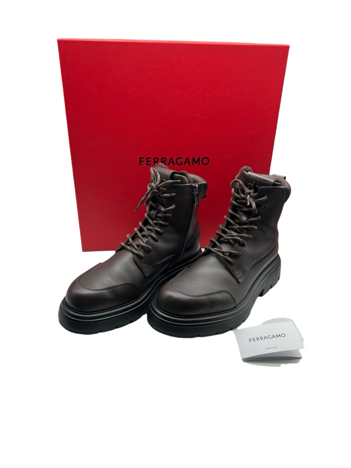 Ferragamo Maxi Tongue Combat Boots for Men | Size 8.5 (Fits US 9.5) | Premium Leather Military Boots for Casual Wear & Outdoor Adventures