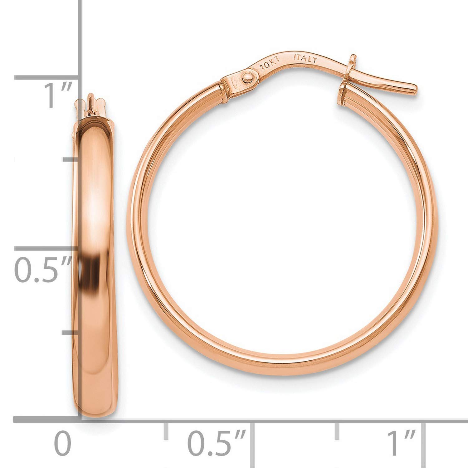 10K Rose Gold Polished Hoop Earrings 23.5x8.8mm - Elegant Dainty Huggie Hoops for Women, Perfect for Everyday Wear, Date Night & Special Occasions