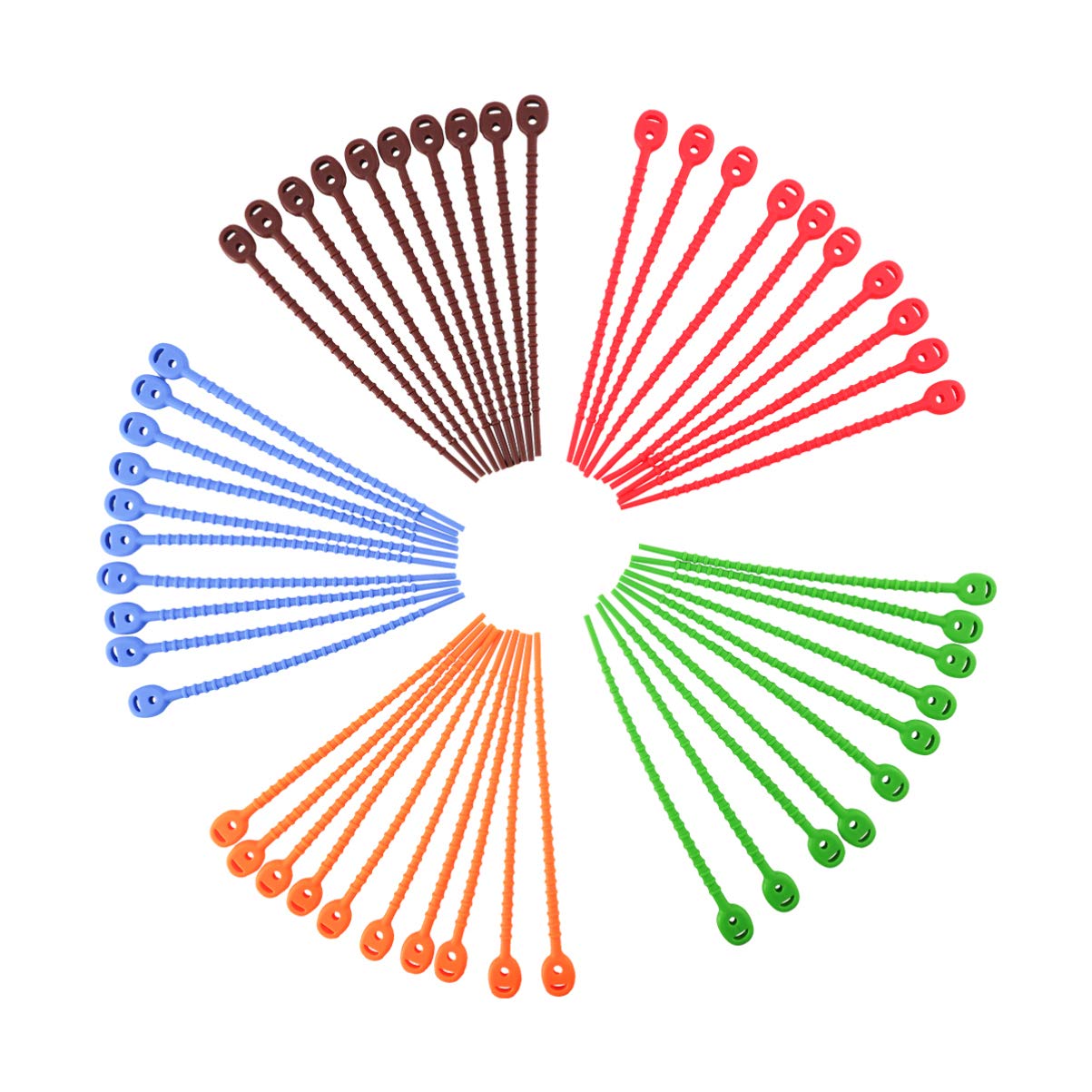 TOYANDONA 50 Pcs Reusable Silicone Zip Ties - Colorful Double Lock Cable Ties, Food Bag Sealer for Kitchen, Office & Home Organization (Mixed Colors) | Perfect for Cable Management, Food Storage & DIY Projects