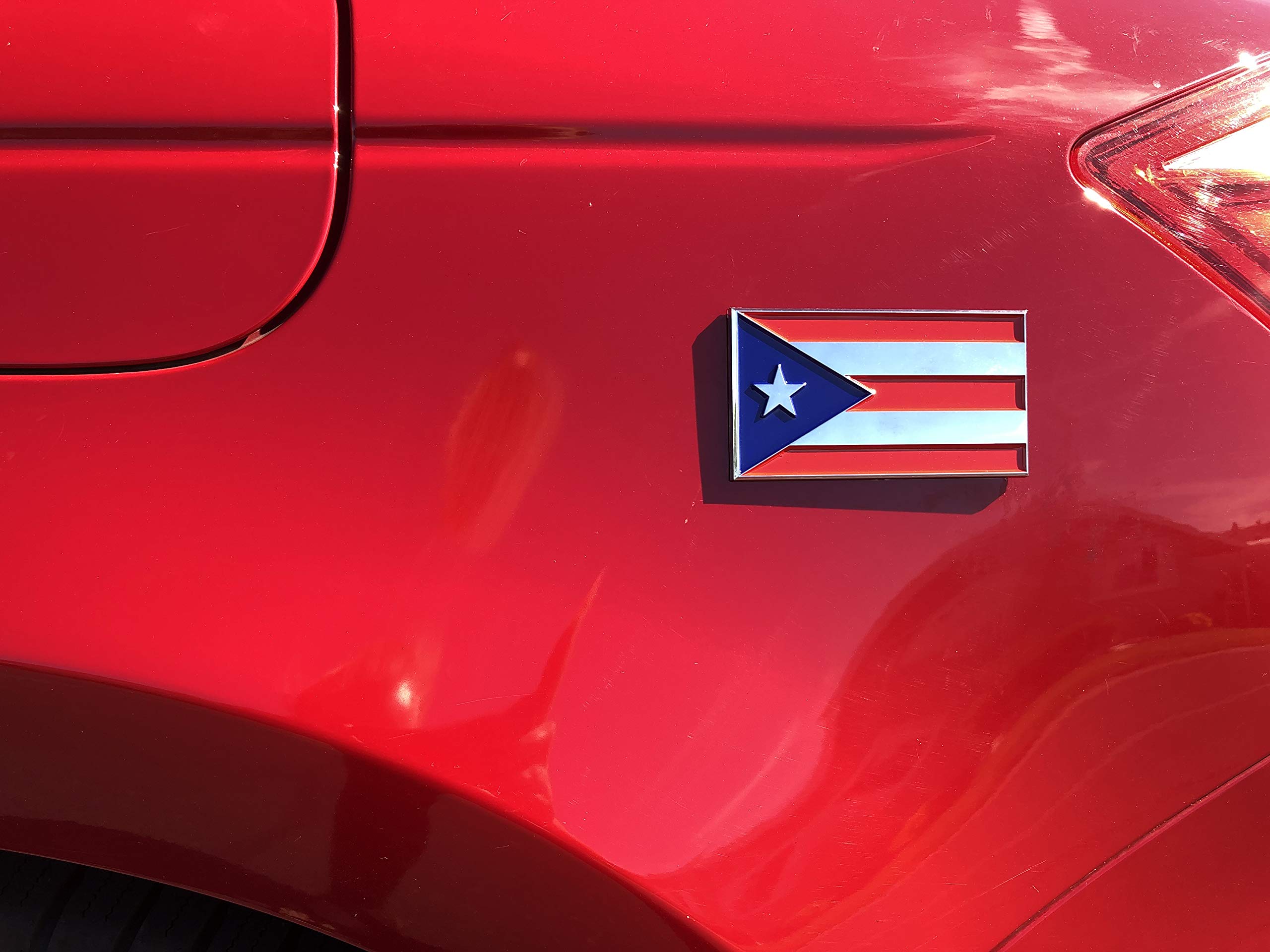 Puerto Rico Car Flag - Chrome Plated Car Emblem with Strong Adhesive | Easy Peel & Stick Decal for Vehicles | Perfect for Showcasing Puerto Rican Pride on Cars, Trucks & SUVs