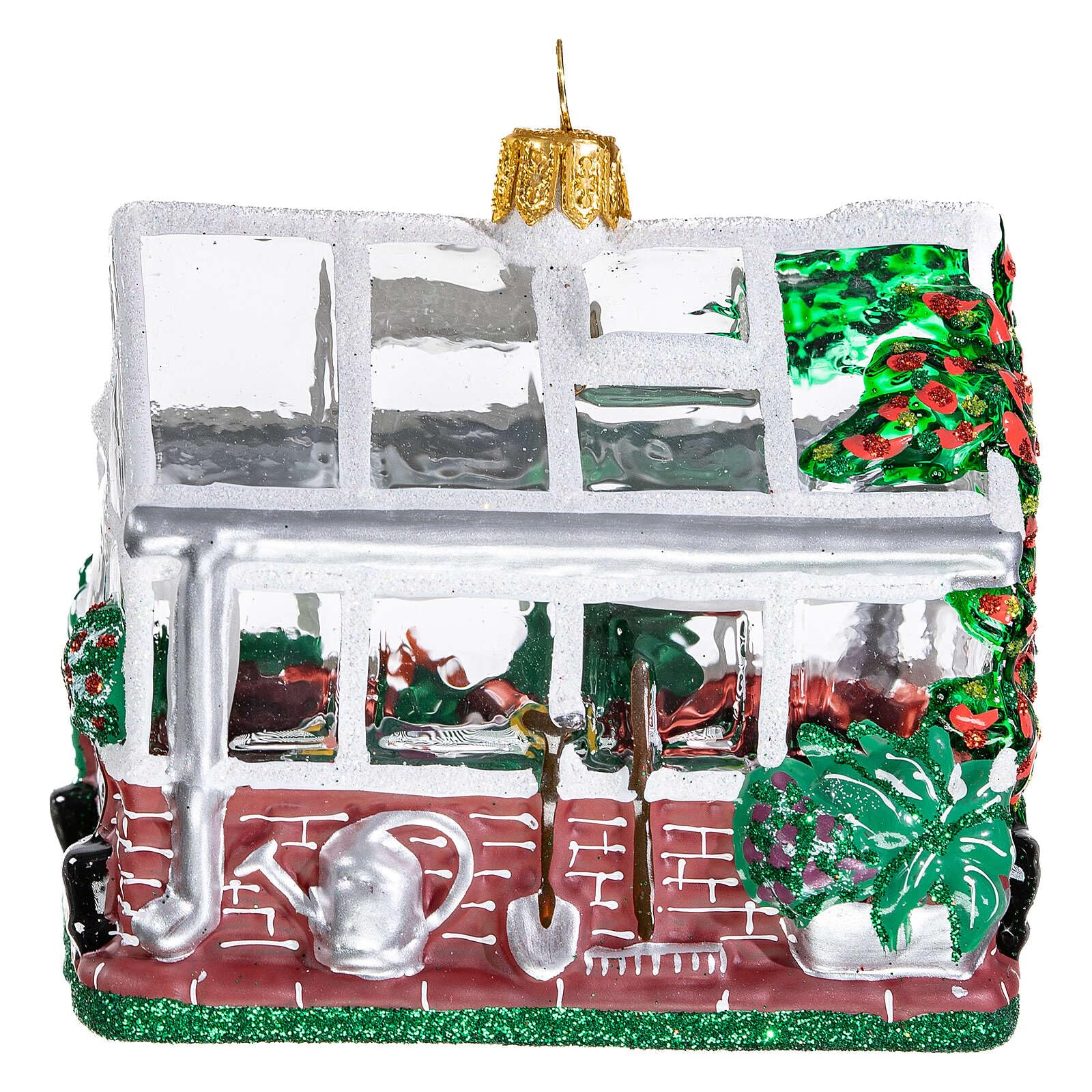 Handmade Blown Glass Christmas Ornament with Greenhouse Design - Perfect for Holiday Tree Decorations, Gift Giving & Festive Home Decor