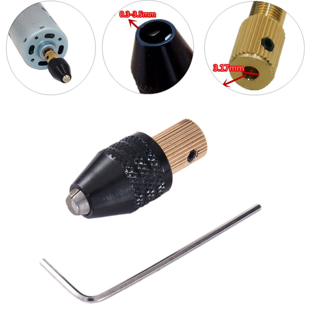Mini Self-Tightening Electric Motor Shaft Fixture Clamp Drill Chuck Adapter Collet Set 0.3-3.5mm - Precision Brass & Steel Micro Fixing Device for CNC, DIY, and Small Machinery Repairs