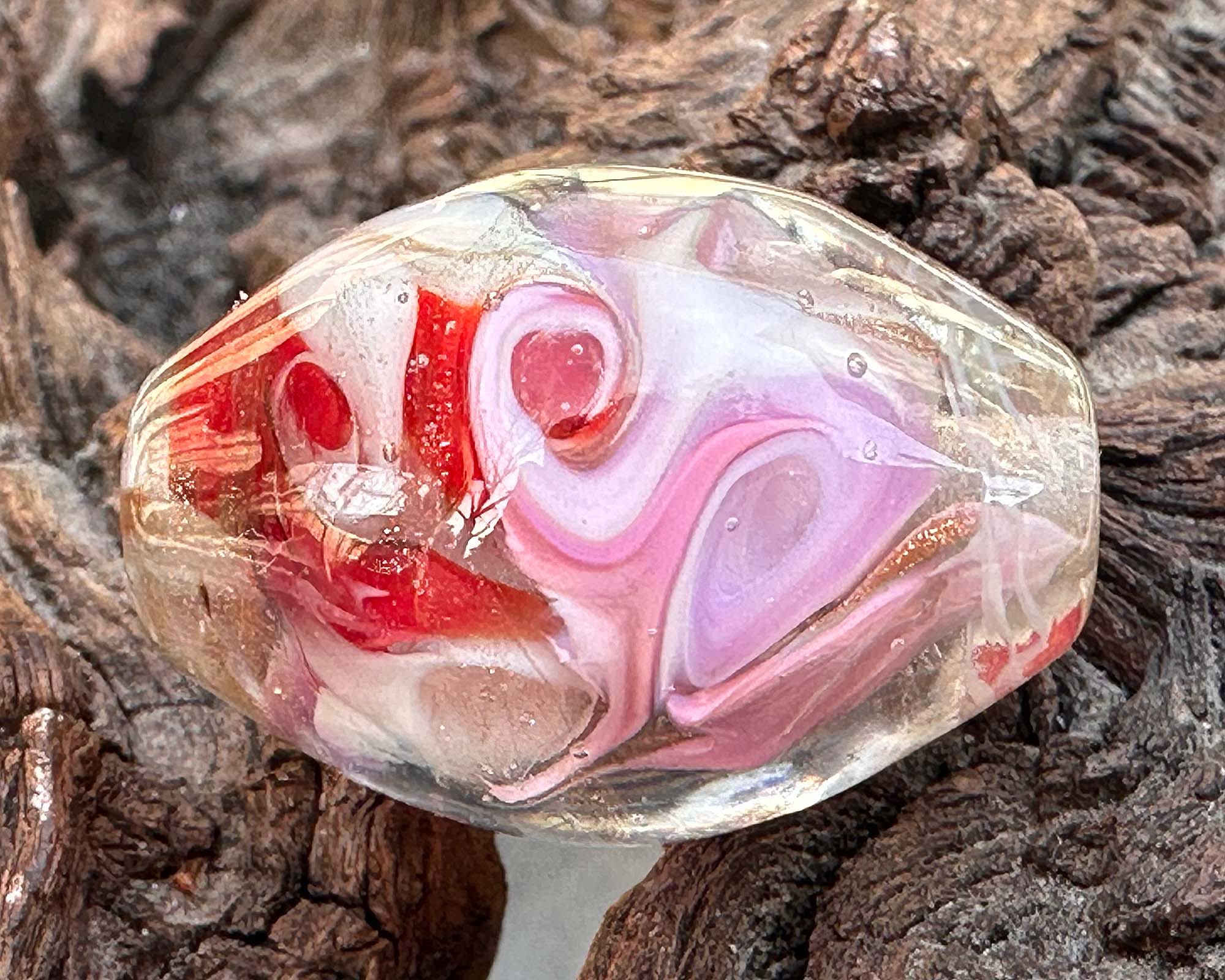 Valentine Swirl Lampwork Glass Focal Bead - Handmade SRA Artisan Bead for Jewelry Making, DIY Crafts, Necklace & Bracelet Designs - Perfect for Valentine's Day Gifts & Romantic Jewelry Projects