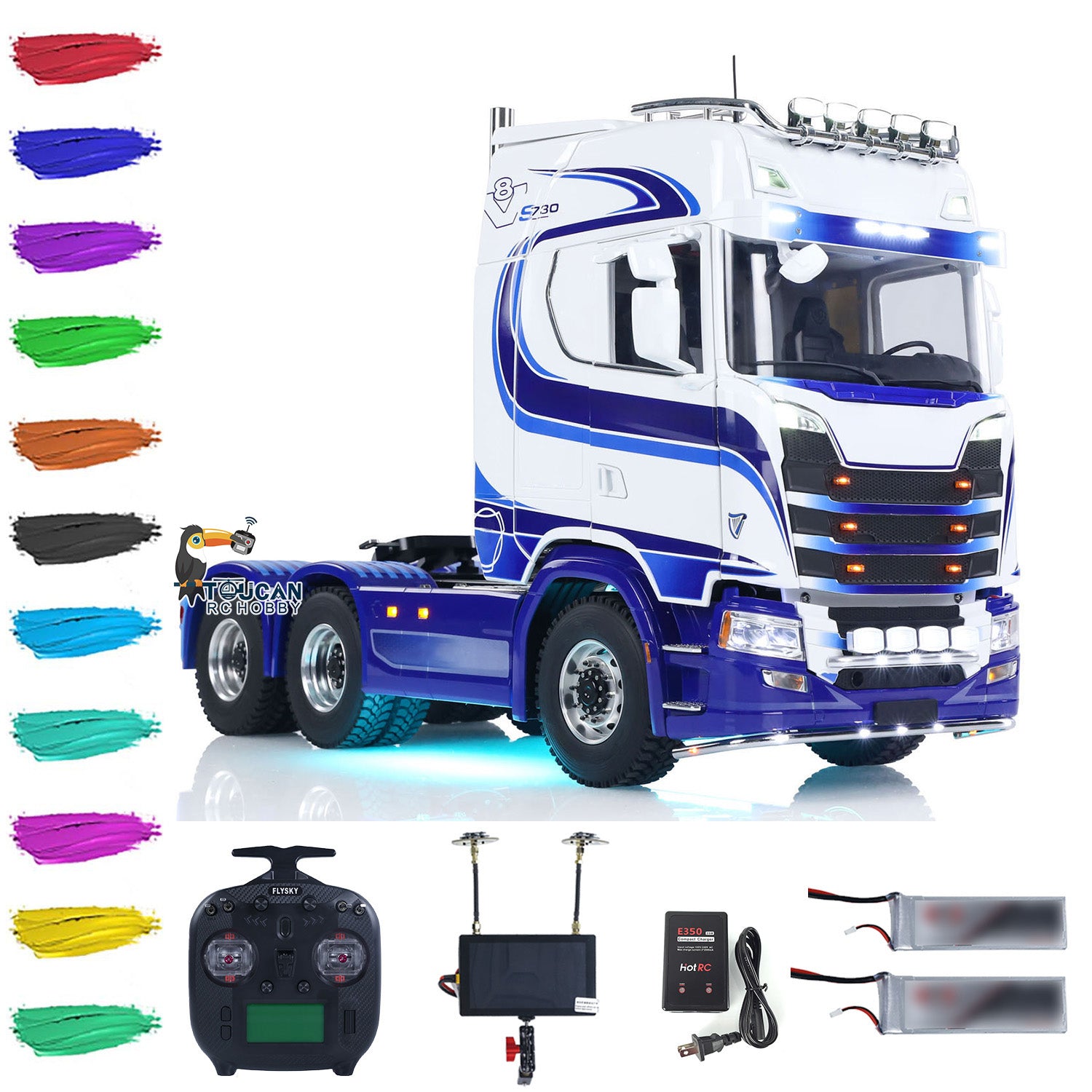 TOUCAN 770S 1/14 Scale RC Tractor Truck - 6x6 Metal Chassis FPV Model with Smoke & Sound Effects, 2-Speed Transmission, RTR (Ready-to-Run) - Perfect for Off-Road Adventure, RC Racing and FPV Driving Experience