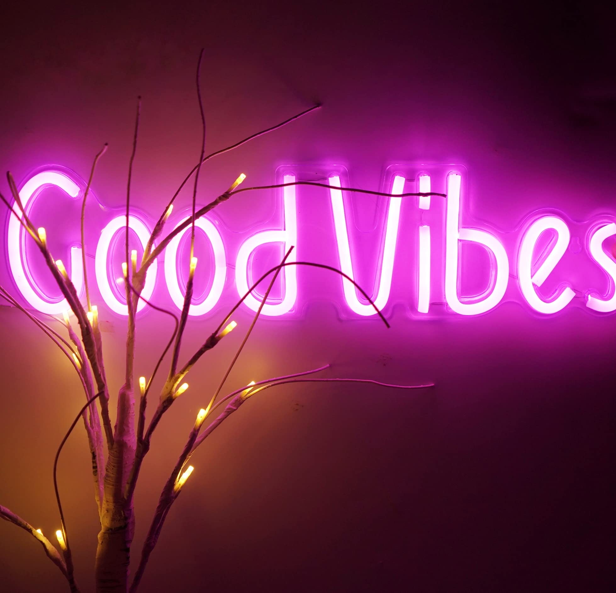 Custom DIY LED Neon Signs - Good Vibes Art Lights for Room, Bedroom, Bar, Pub, Hotel & Party Decor (19.6×4.9 Inch) - Perfect Wall Art for Restaurants, Weddings & Home Decoration