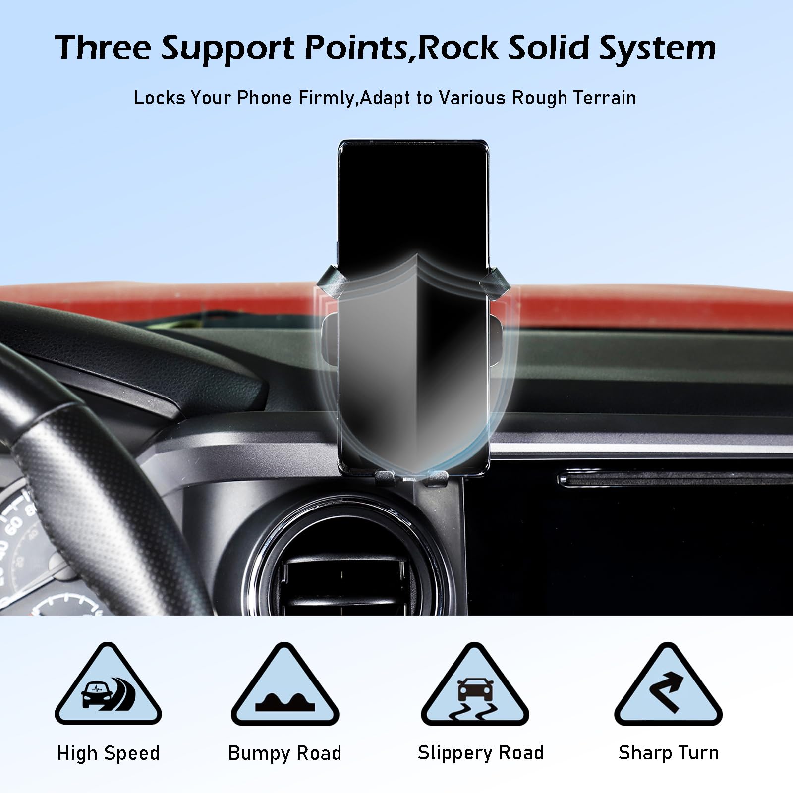 Universal Car Phone Mount for Toyota Tacoma 2016-2022 - Vent & Dashboard Magnetic Phone Holder with Retractable Stand - Hands-Free Black Clip Style - Perfect for GPS Navigation & Safe Driving