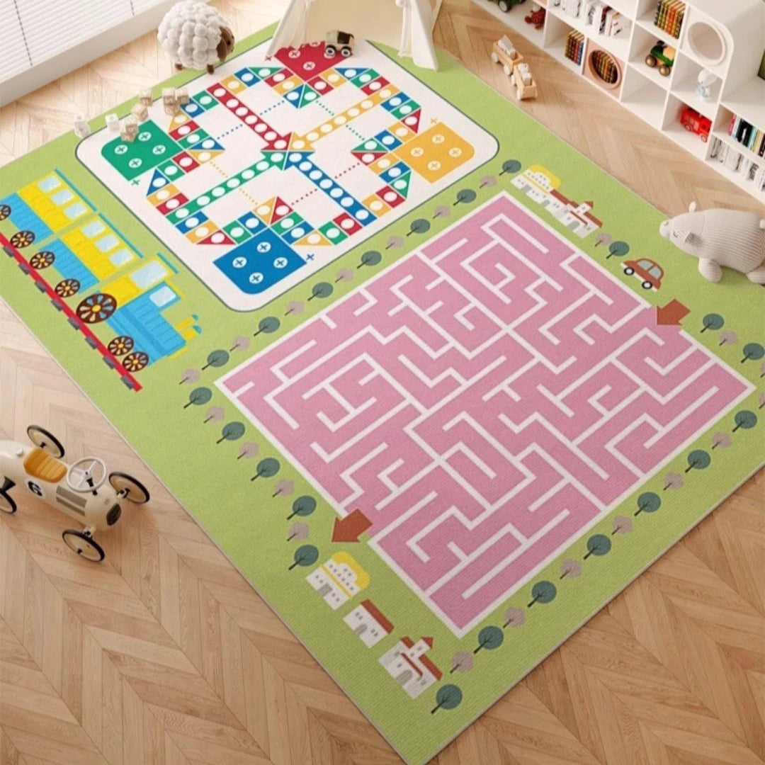 Premium Velvet Spillproof Nursery Rug for Kids - Soft & Durable Play Mat for Baby Crawling, Toddler Playroom & Daycare Flooring - Phyllis Wonderland Collection
