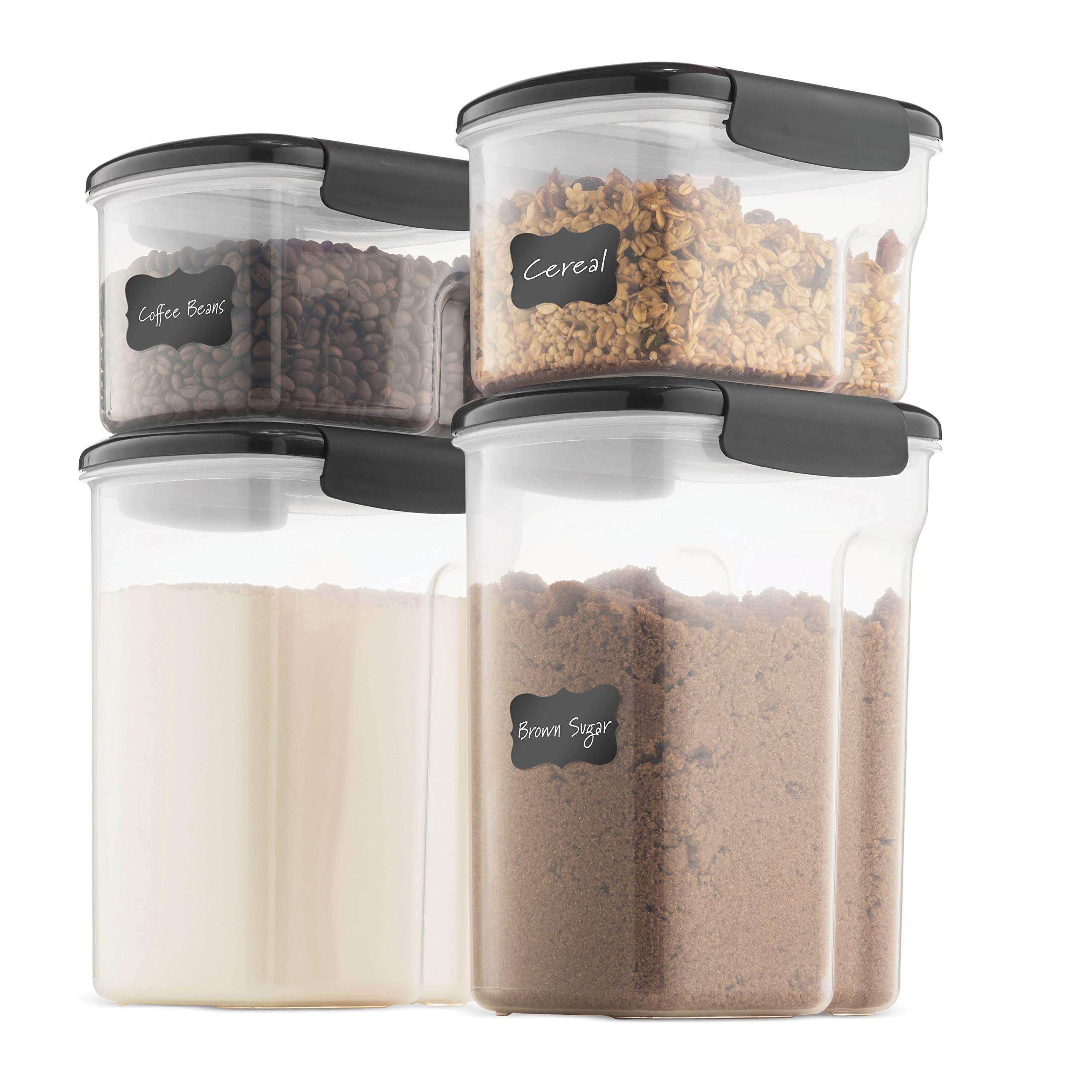 BPA-Free Airtight Food Storage Containers with Lids - 10-Piece Plastic Kitchen Pantry Organizer Set for Flour, Sugar, Rice, Cereal, Coffee, Nuts & Snacks | Space-Saving Stackable Design for Countertop, Cabinet & Pantry Organization (Gray)