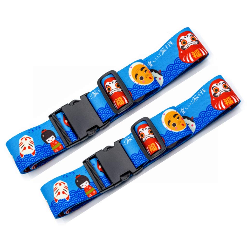**Adjustable 220CM Teeoff Luggage Straps - Secure Suitcase Belts for Travel Bags (2 Pack, Japanese Mascot Design) - Perfect for Airports, Train Trips & Vacation Packing**
